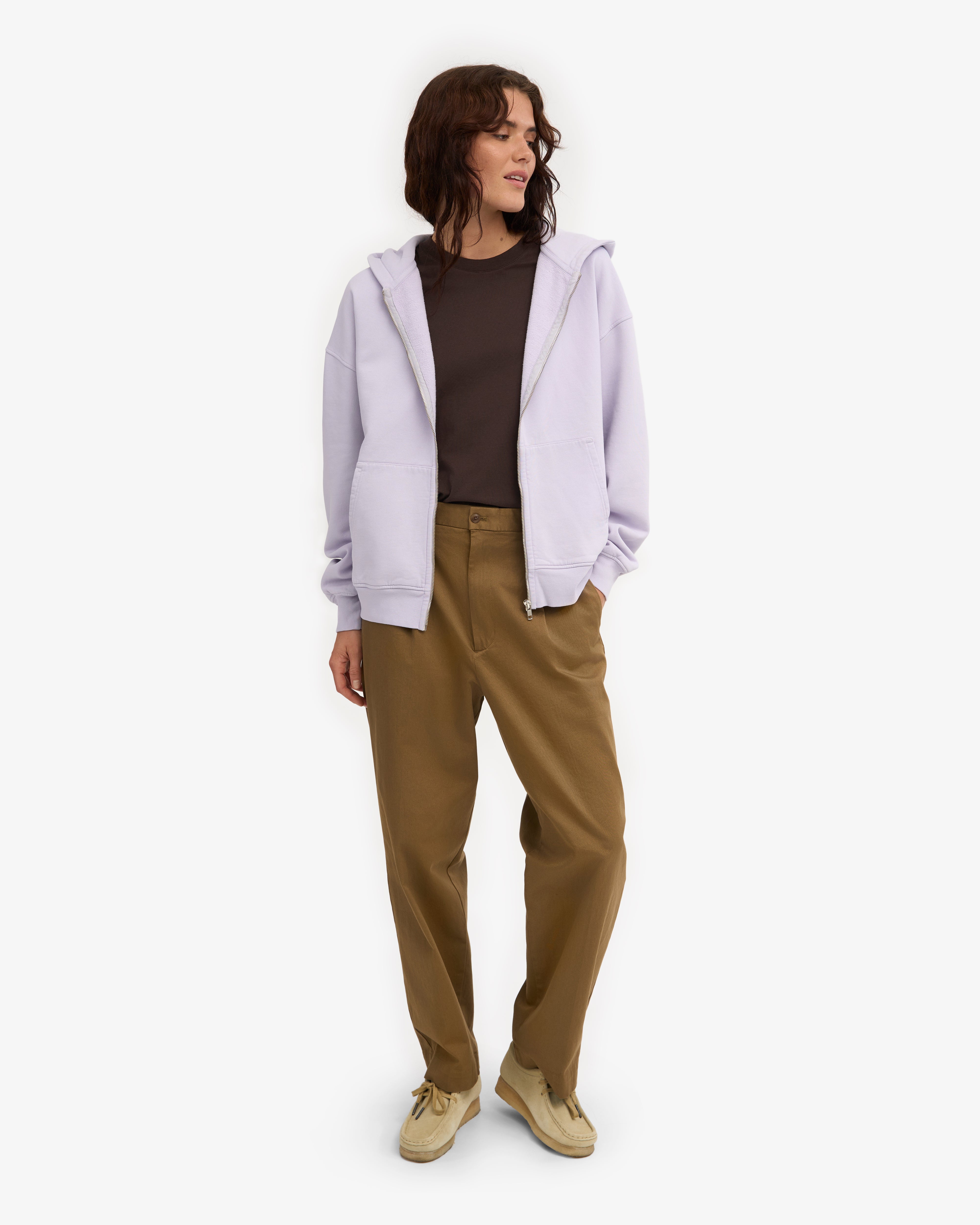 Organic Oversized Zip Hood - Soft Lavender