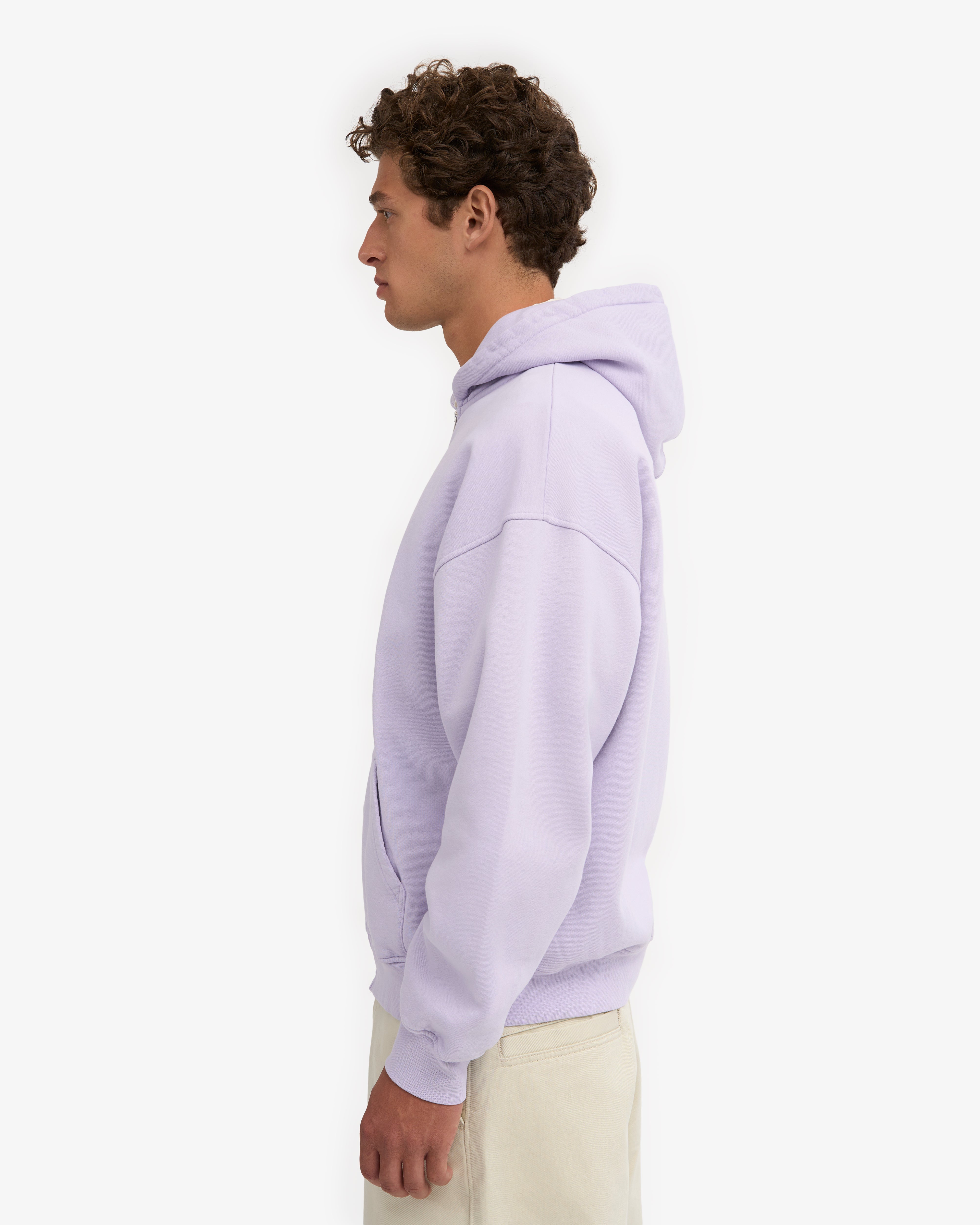 Organic Oversized Zip Hood - Soft Lavender