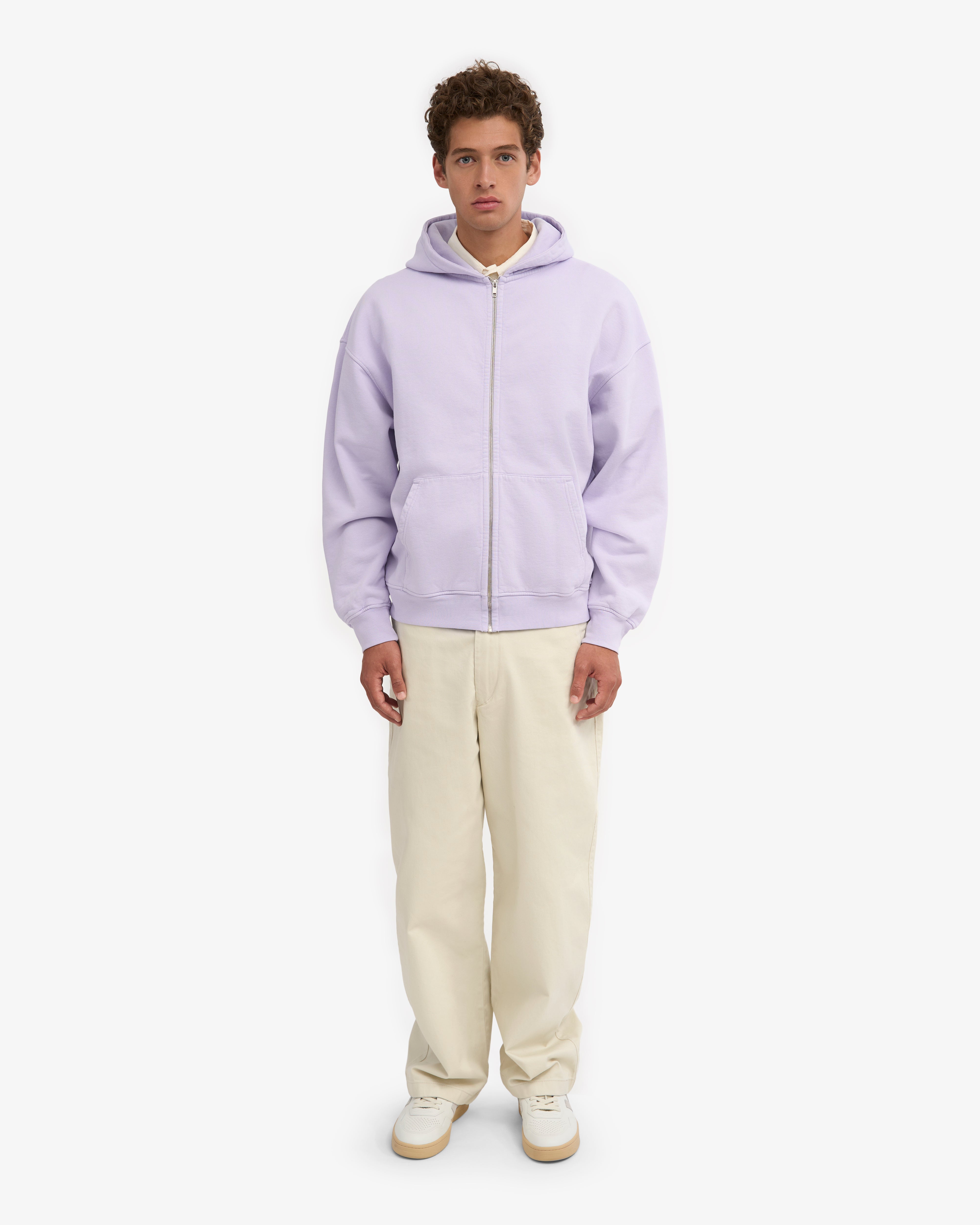 Organic Oversized Zip Hood - Soft Lavender
