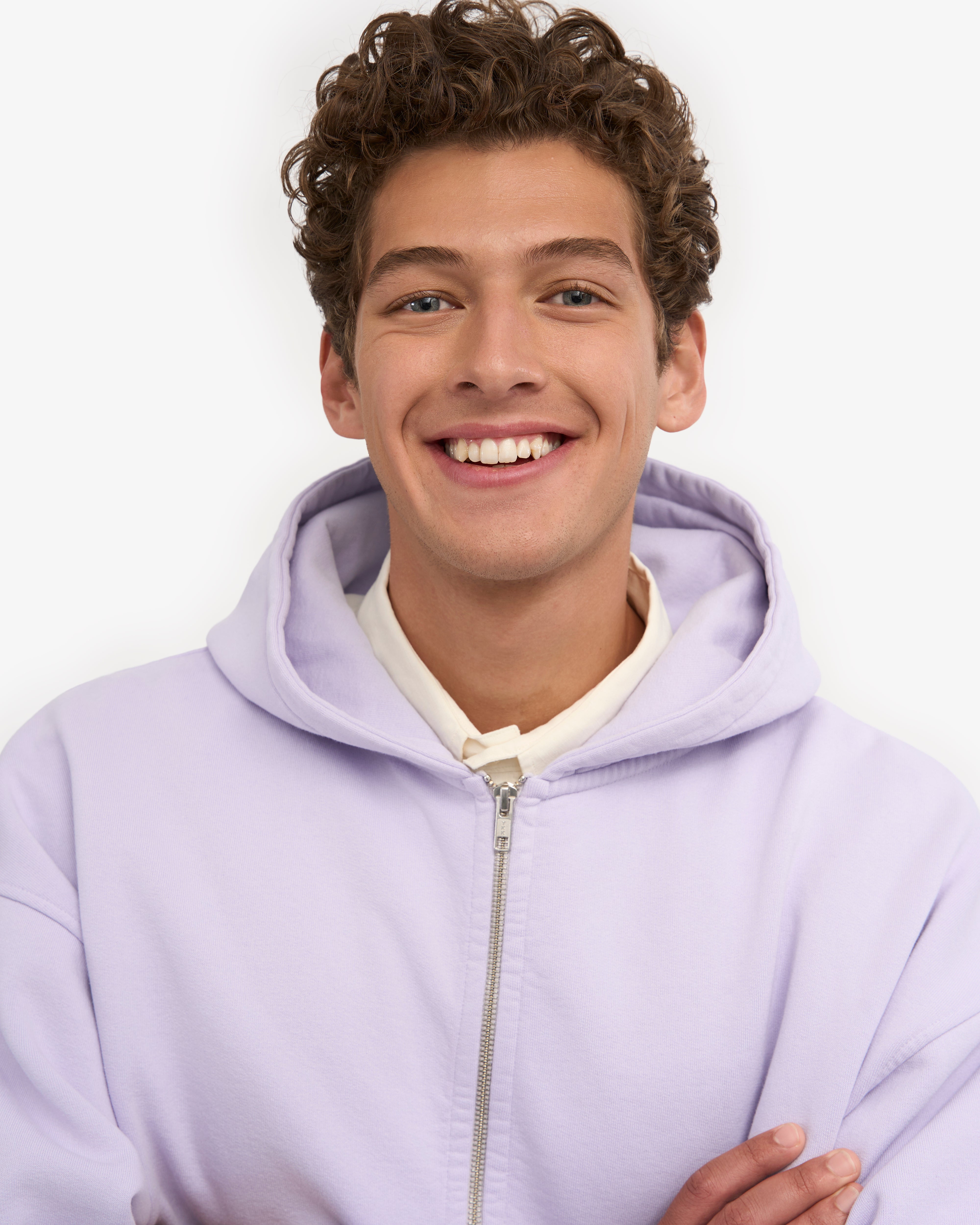Organic Oversized Zip Hood - Soft Lavender