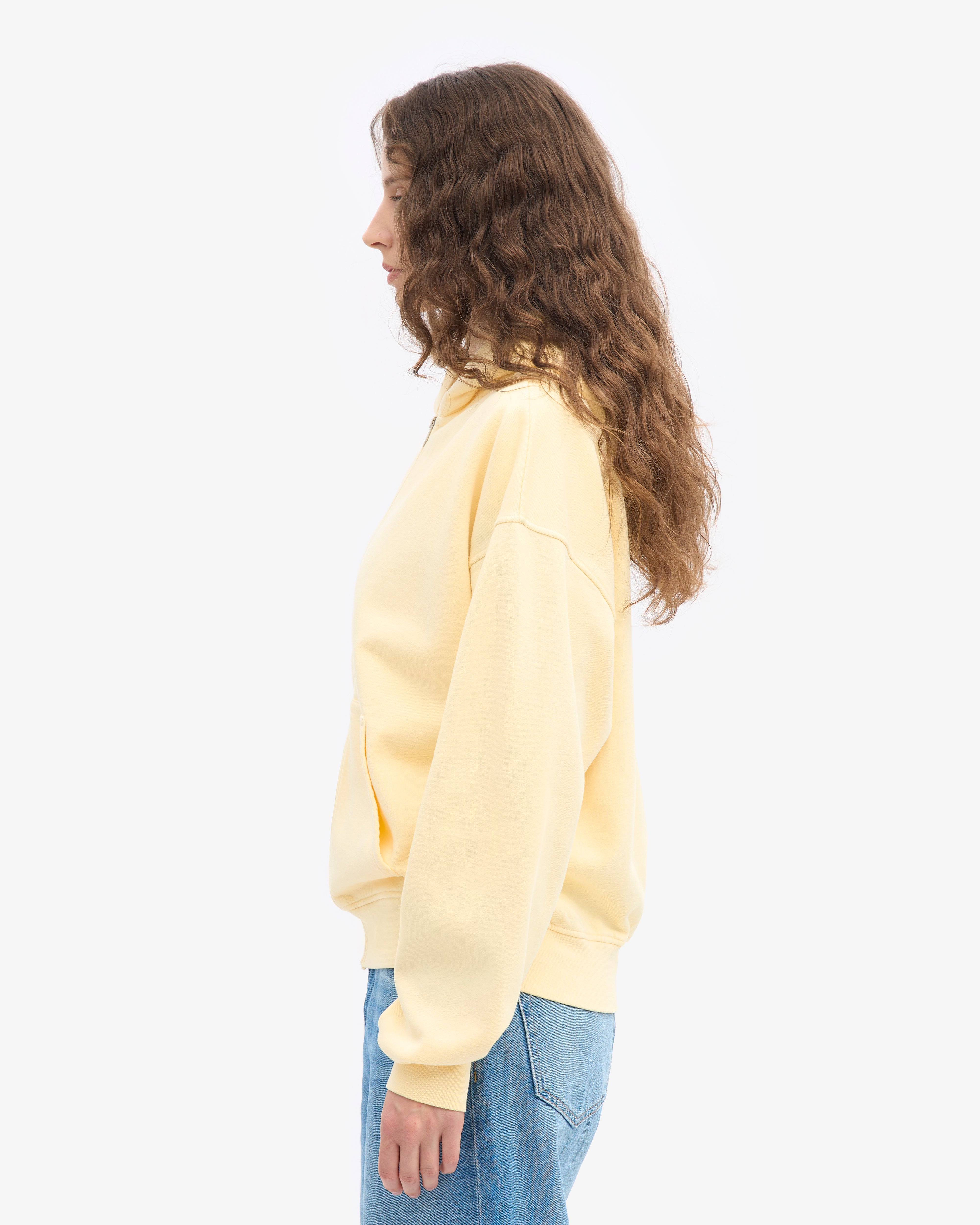 Organic Oversized Zip Hood - Soft Yellow