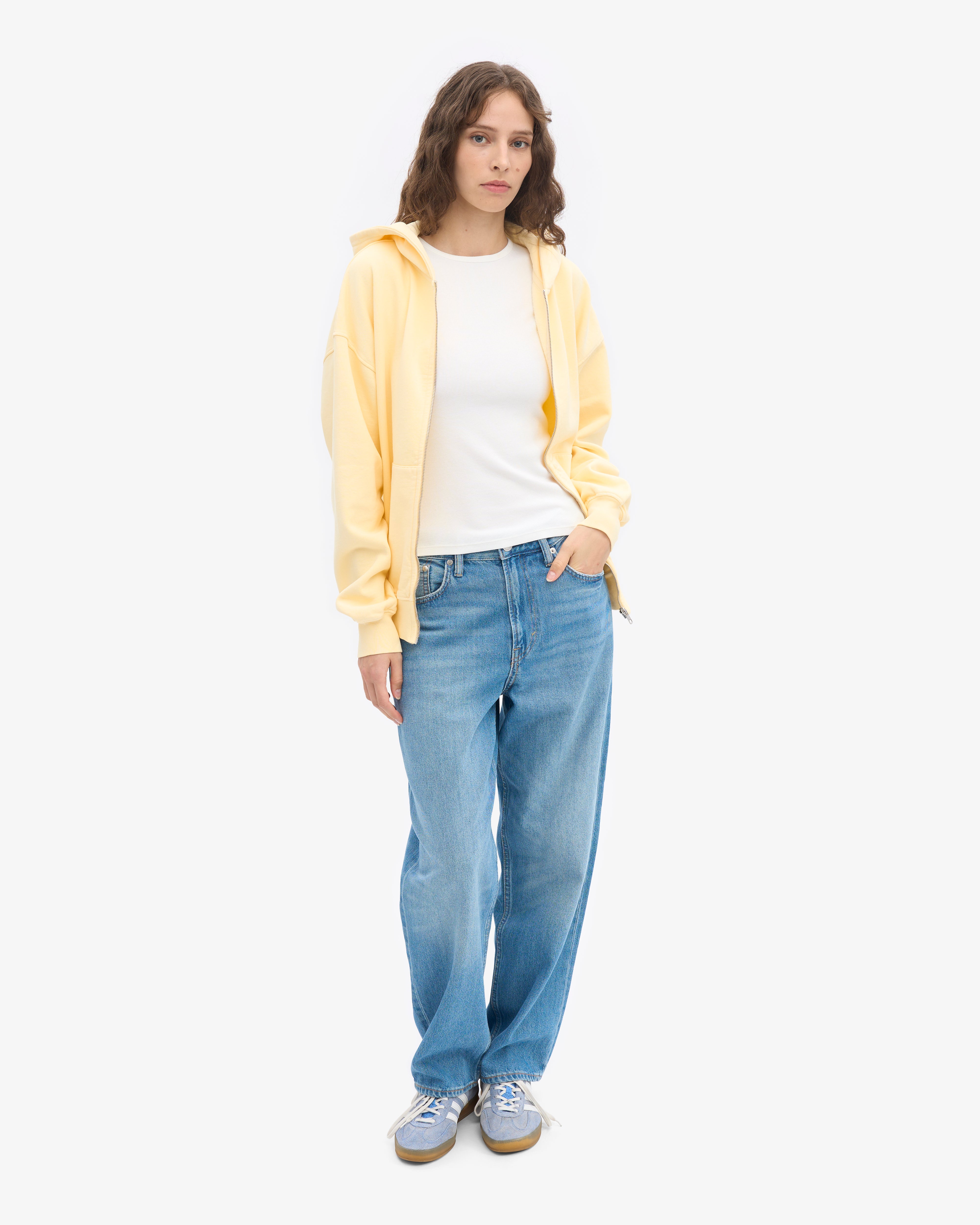 Organic Oversized Zip Hood - Soft Yellow