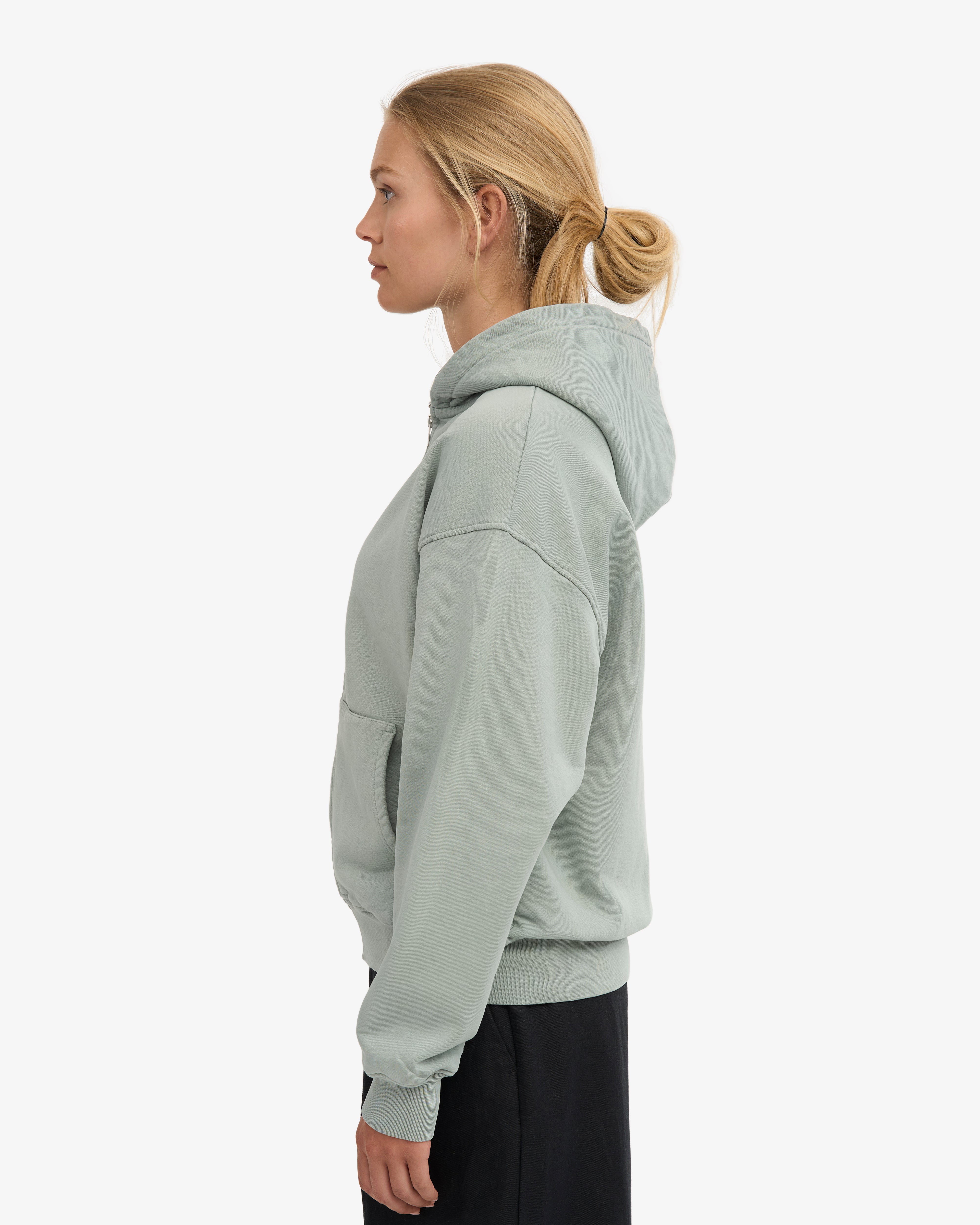 Organic Oversized Zip Hood - Steel Blue