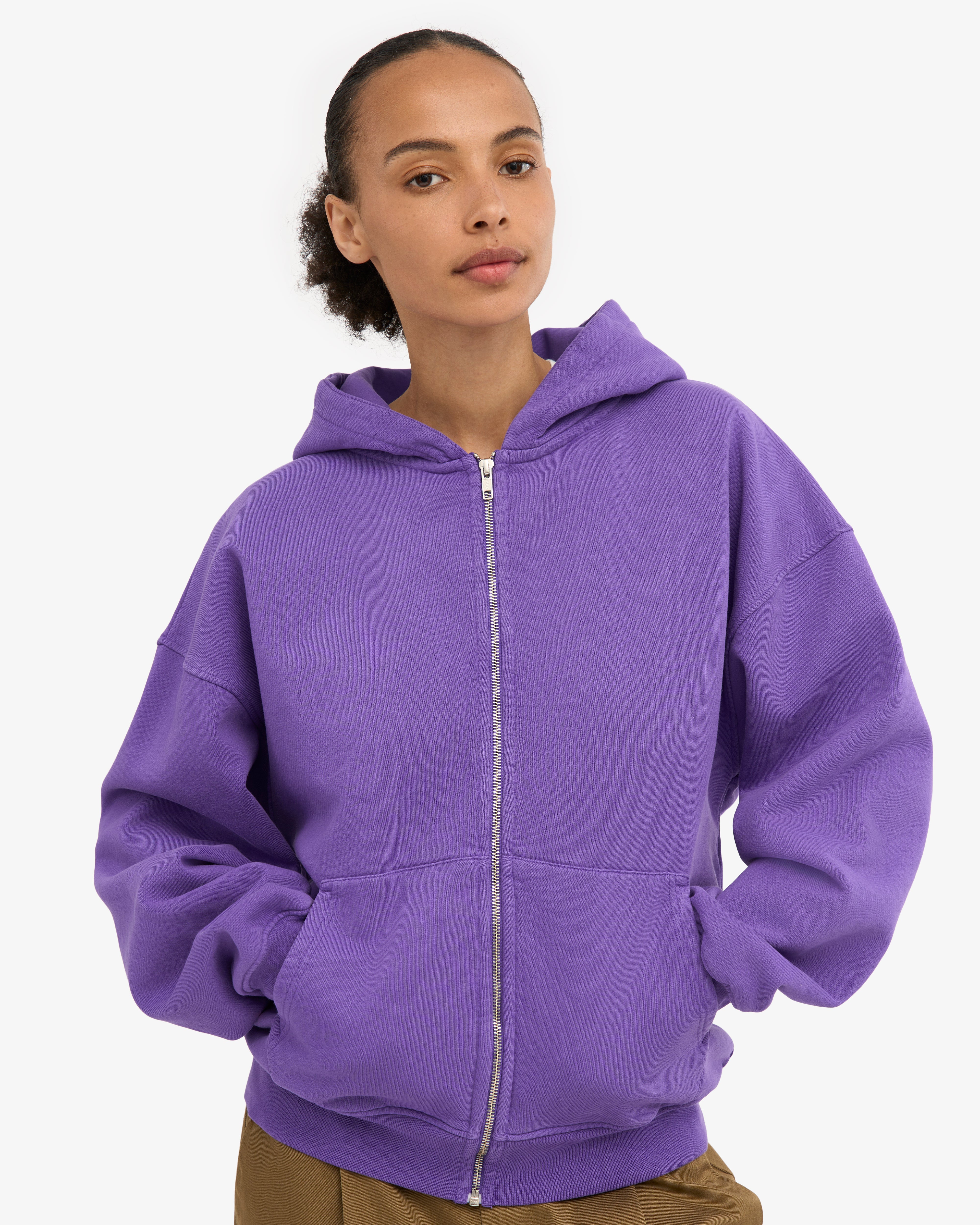 Organic Oversized Zip Hood - Ultra Violet