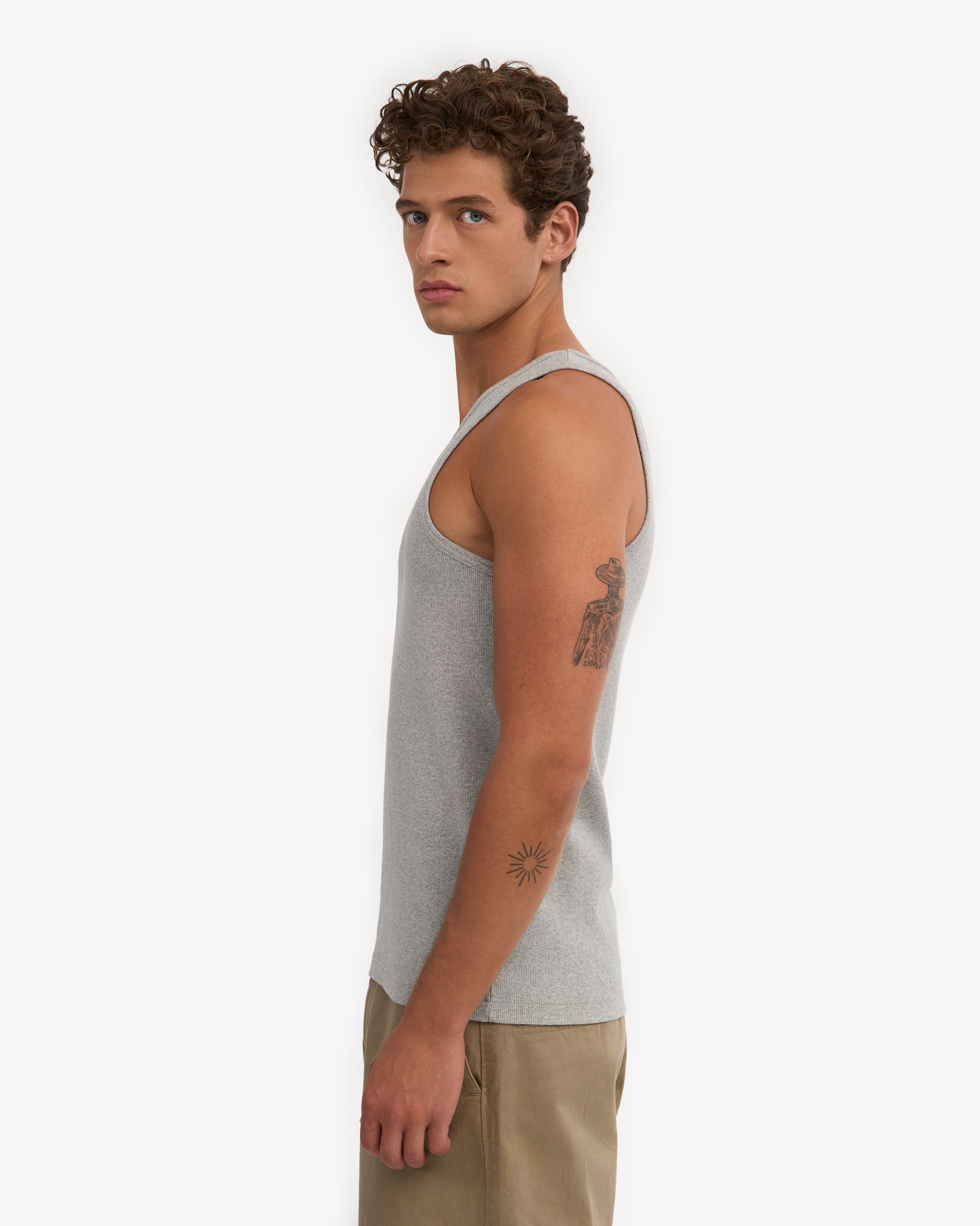 Organic Rib Tank Top - Heather Grey