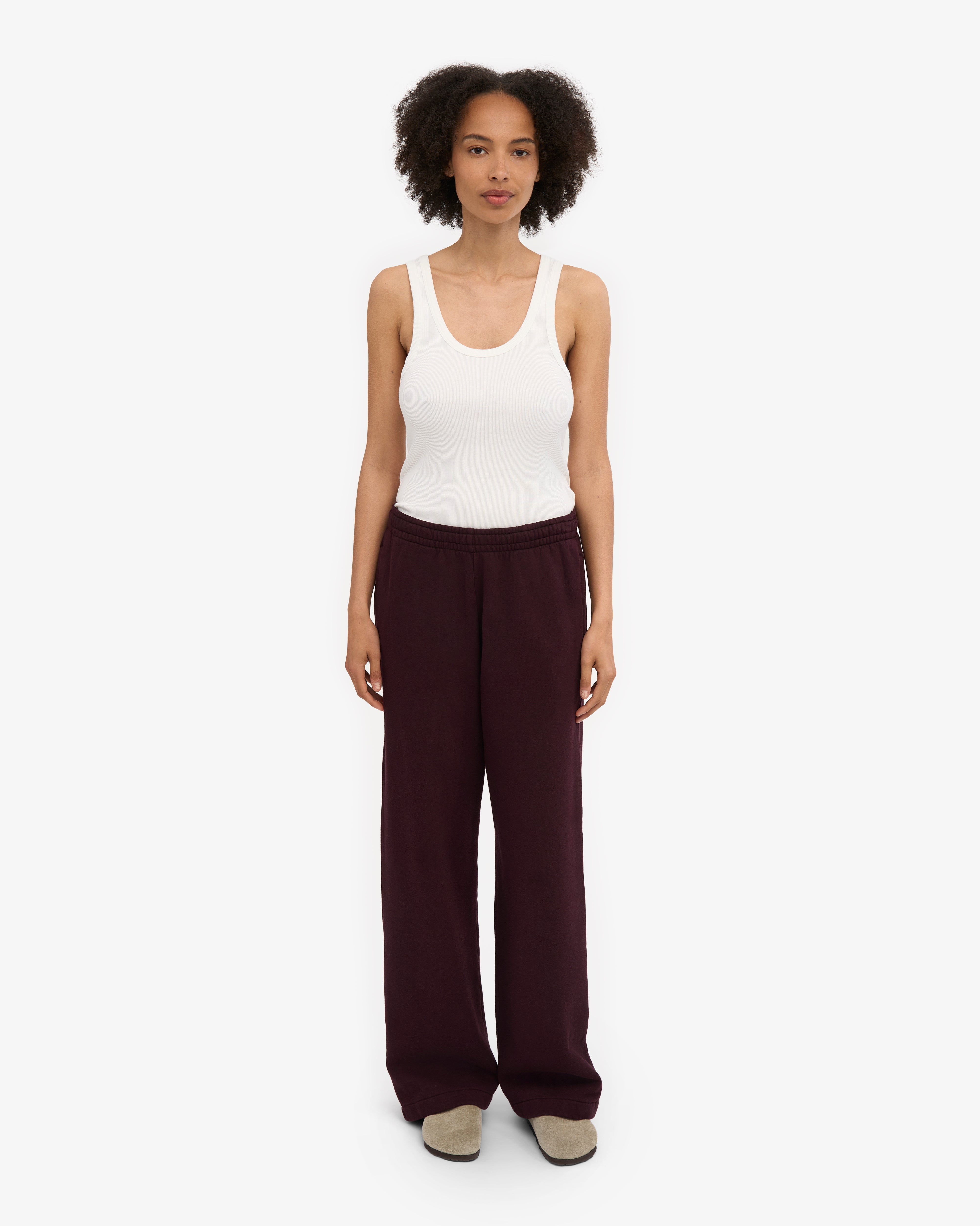 Organic Straight Leg Sweatpants - Oxblood Red