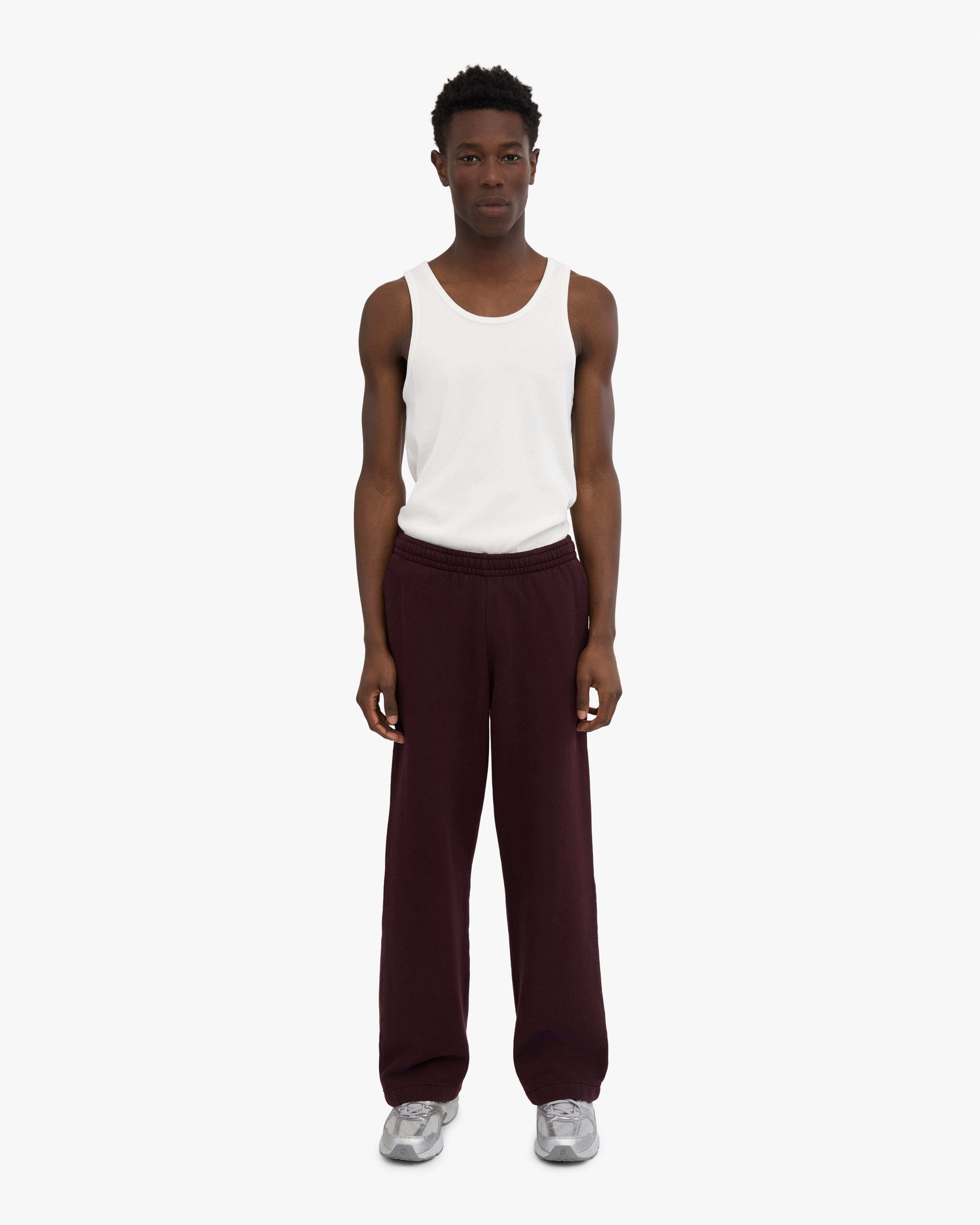 Organic Straight Leg Sweatpants - Oxblood Red