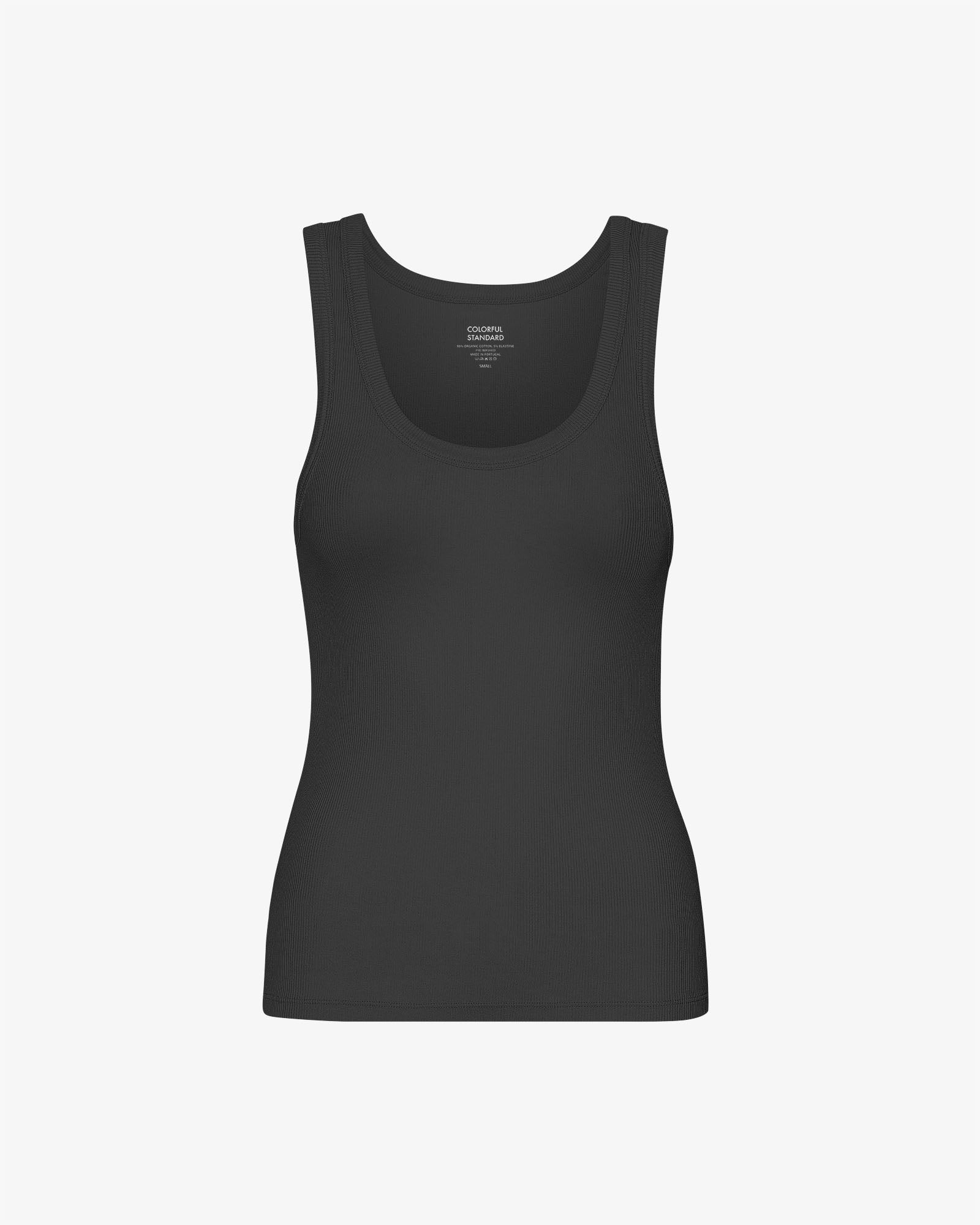 Women Organic Rib Tank Top Deep Black