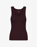 Women Organic Rib Tank Top - Oxblood Red
