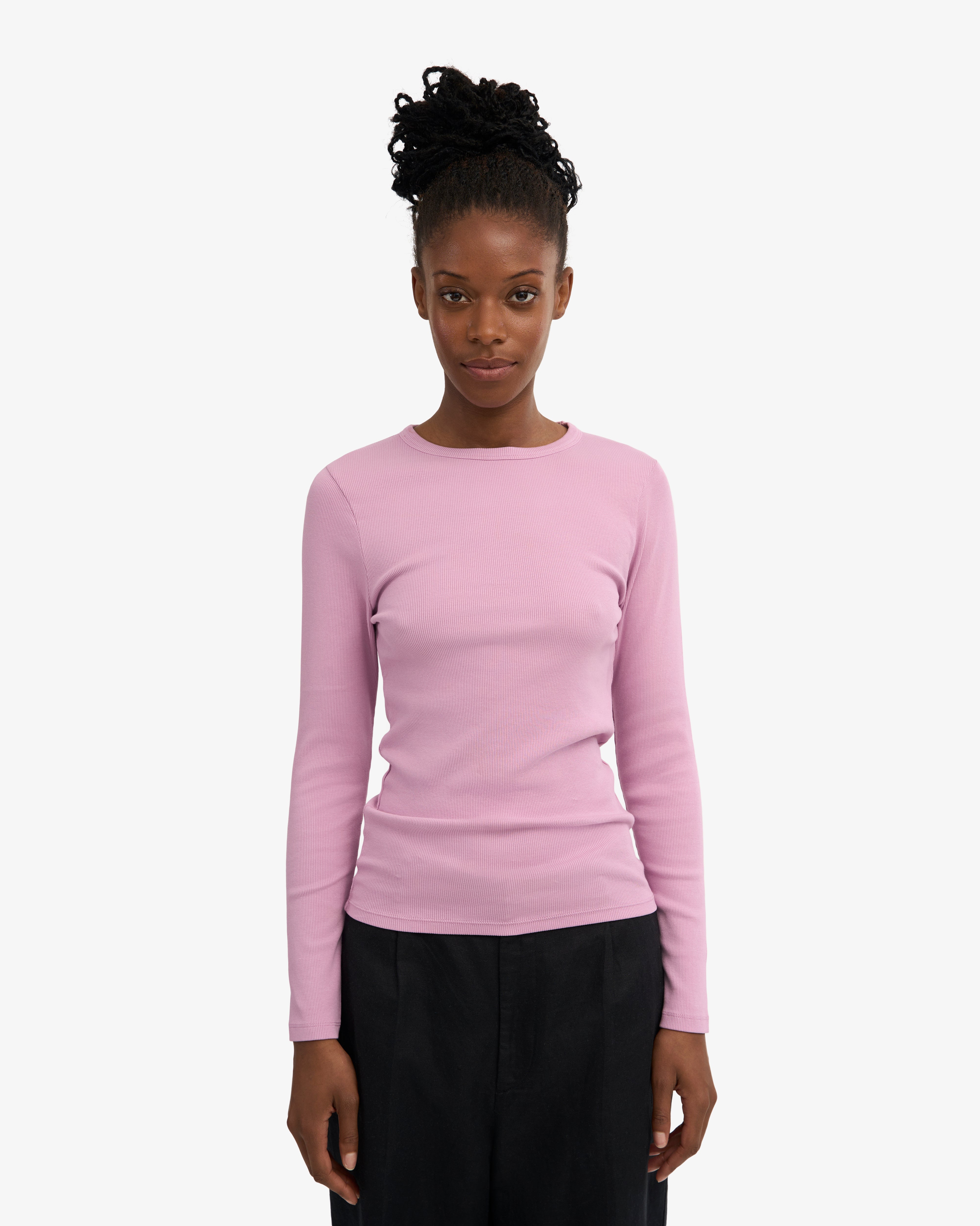 Women Organic Rib LS T-Shirt - Cherry Blossom