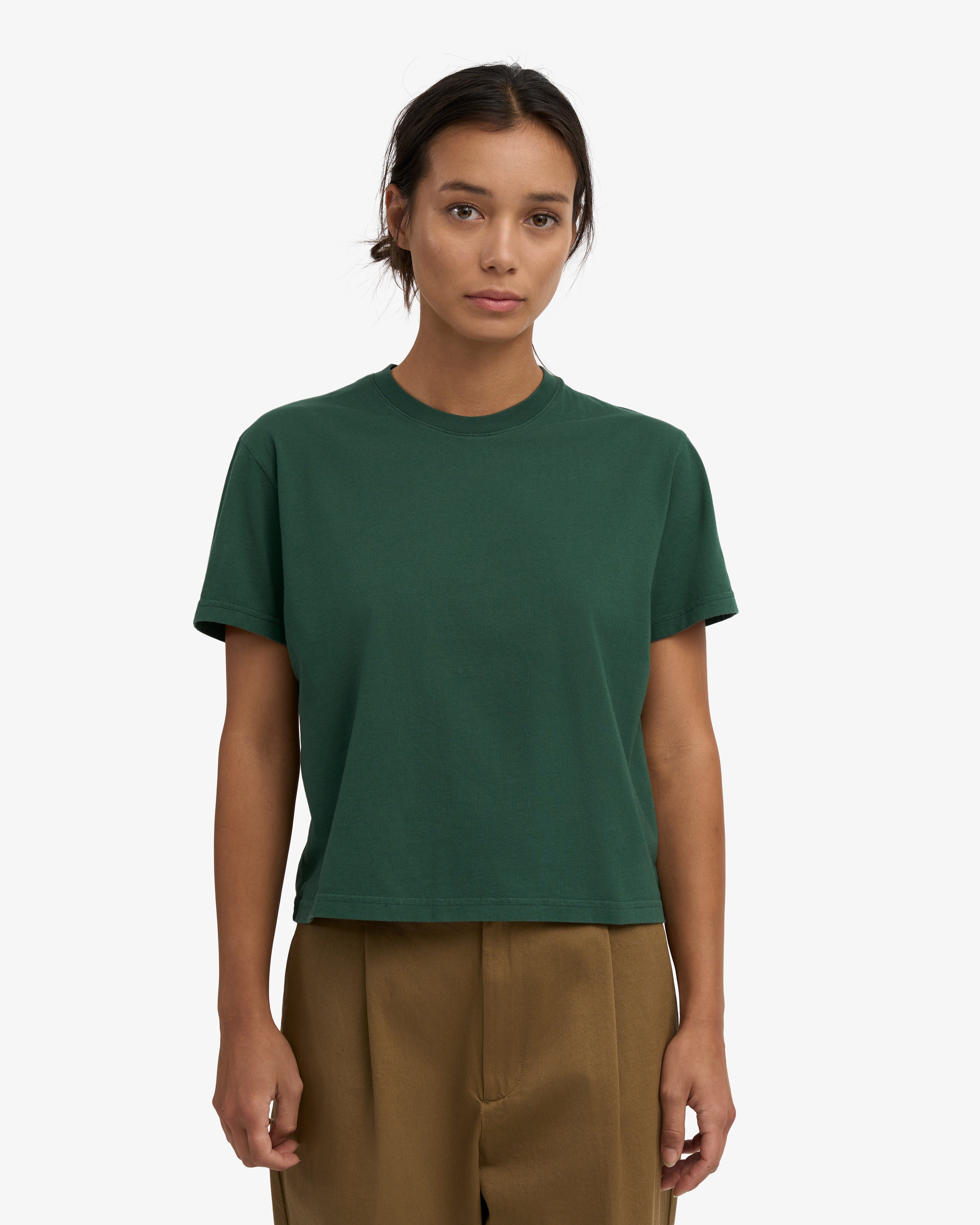 Organic Boxy Crop Tee - Emerald Green