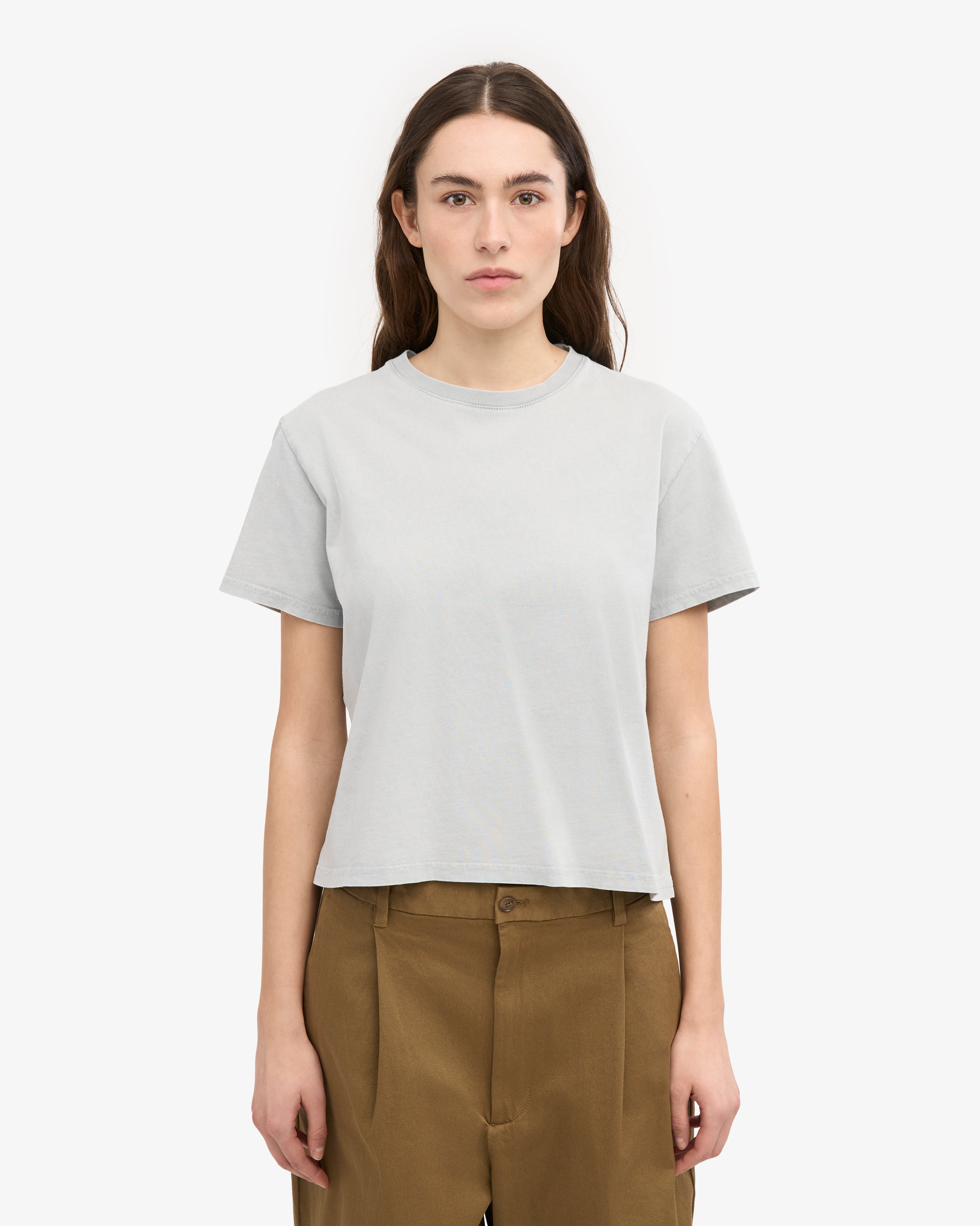 Organic Boxy Crop Tee - Faded Grey