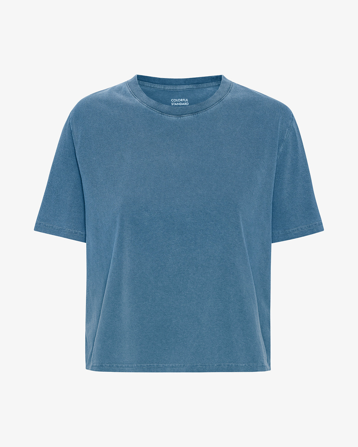 Organic Boxy Crop Tee - Faded Indigo