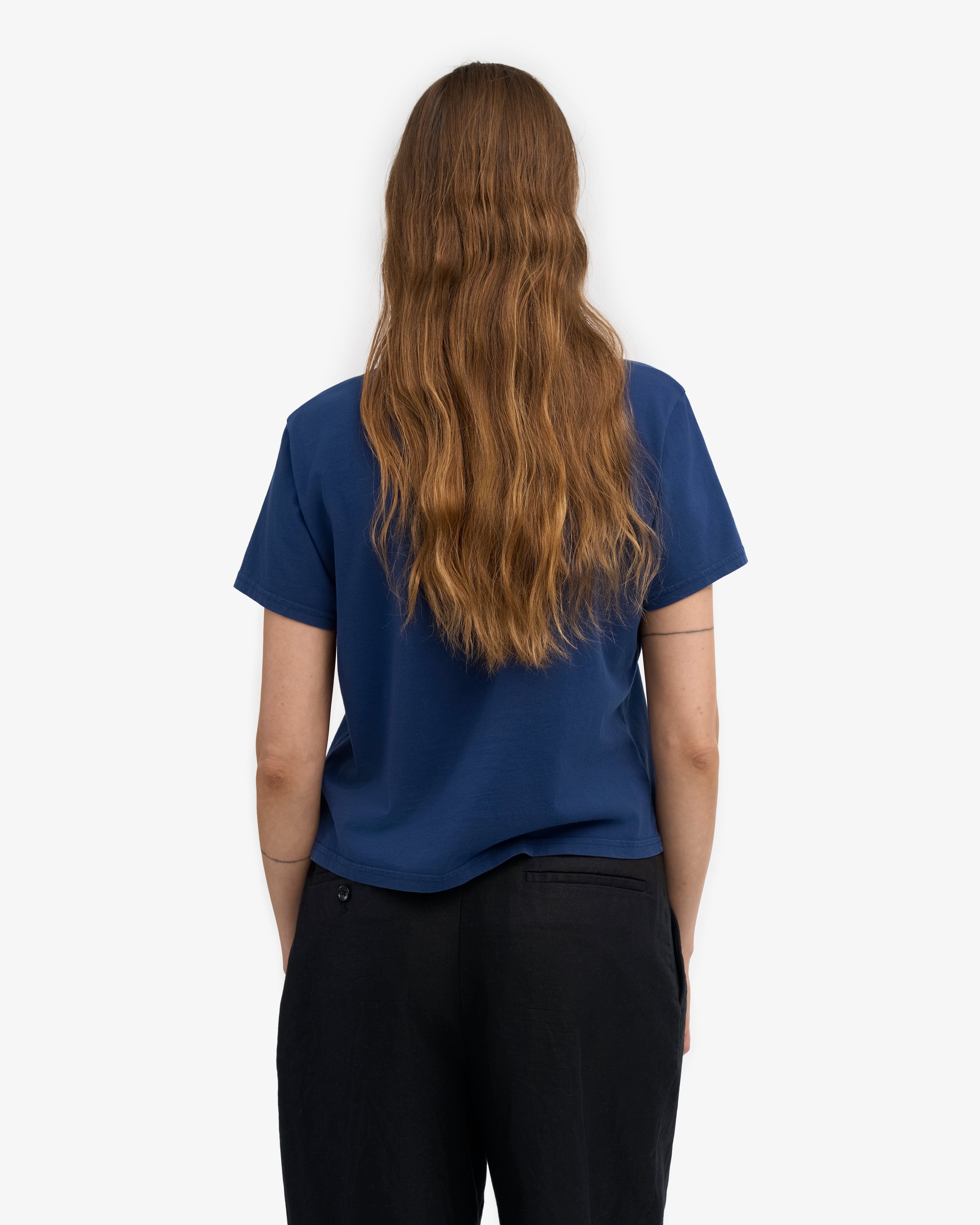 Organic Boxy Crop Tee - Marine Blue