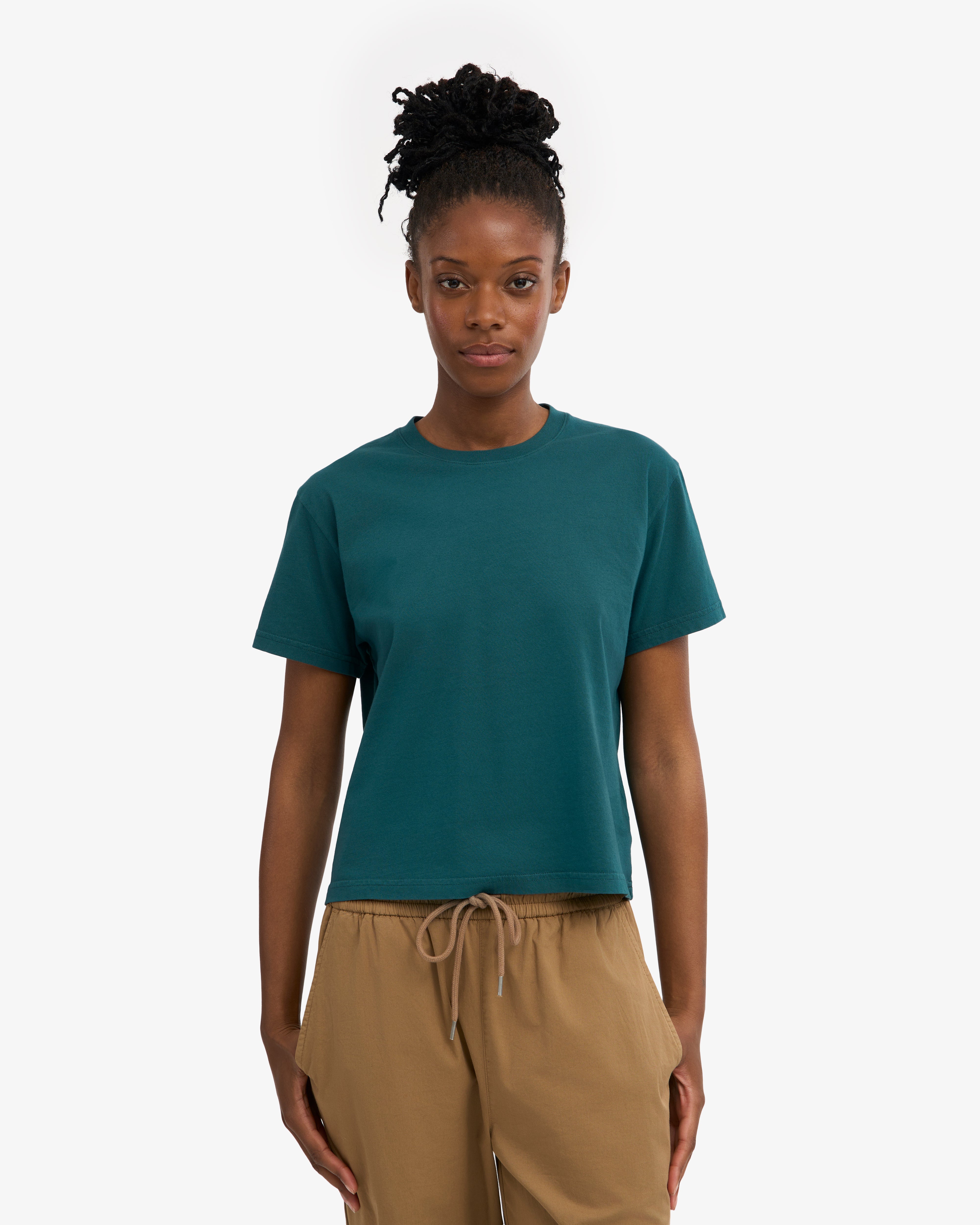 Organic Boxy Crop Tee - Ocean Green
