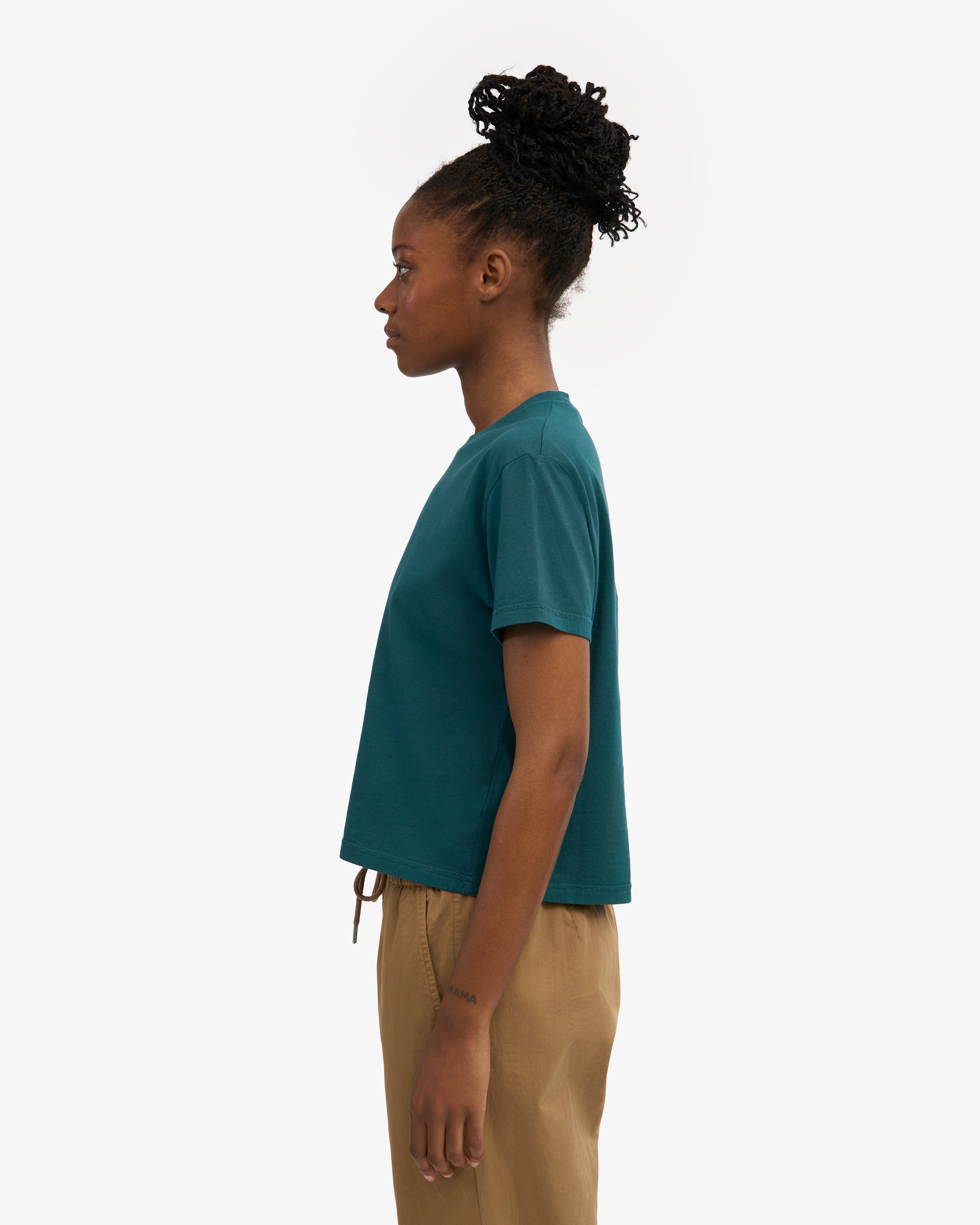 Organic Boxy Crop Tee - Ocean Green