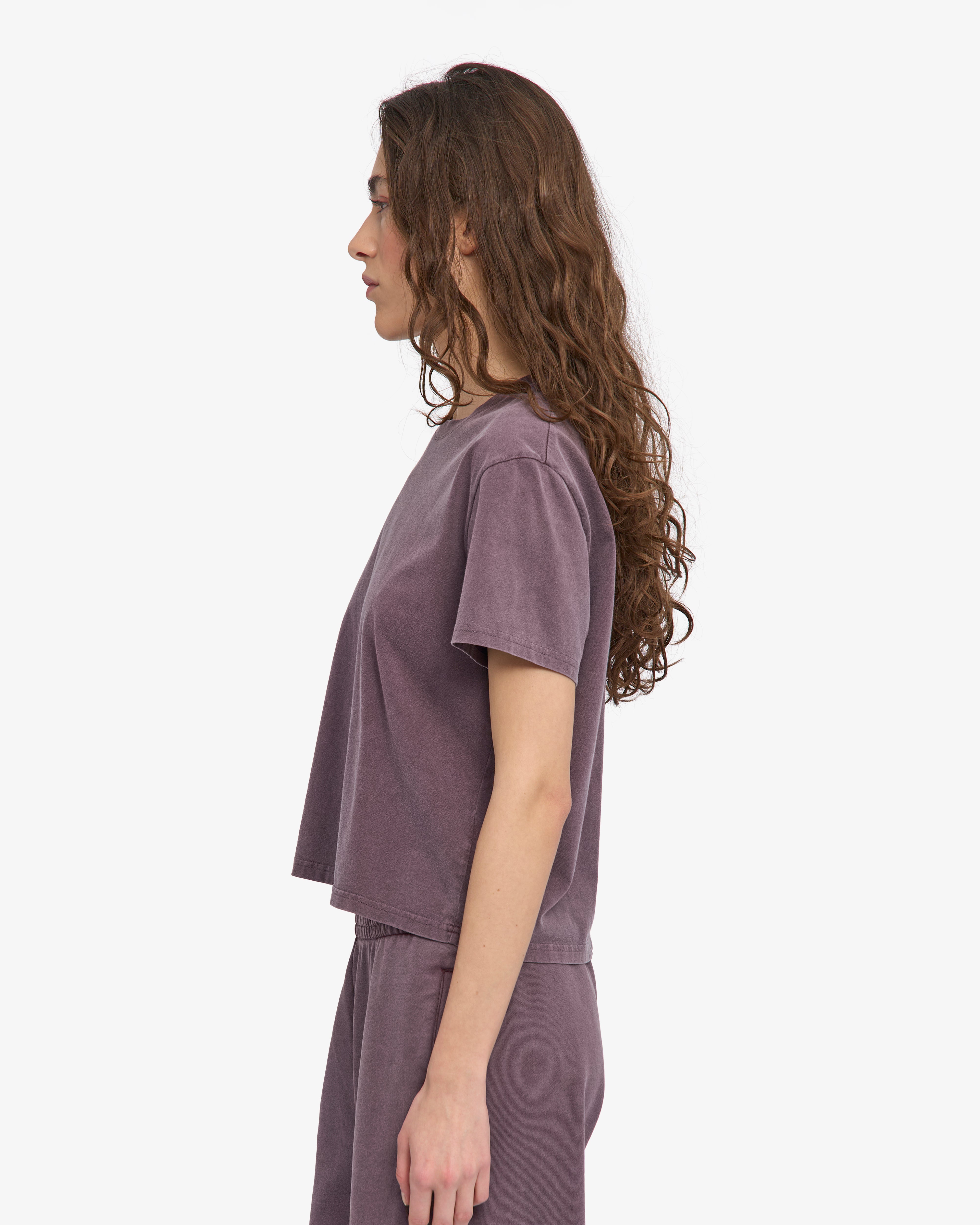 Organic Boxy Crop Tee - Faded Grape