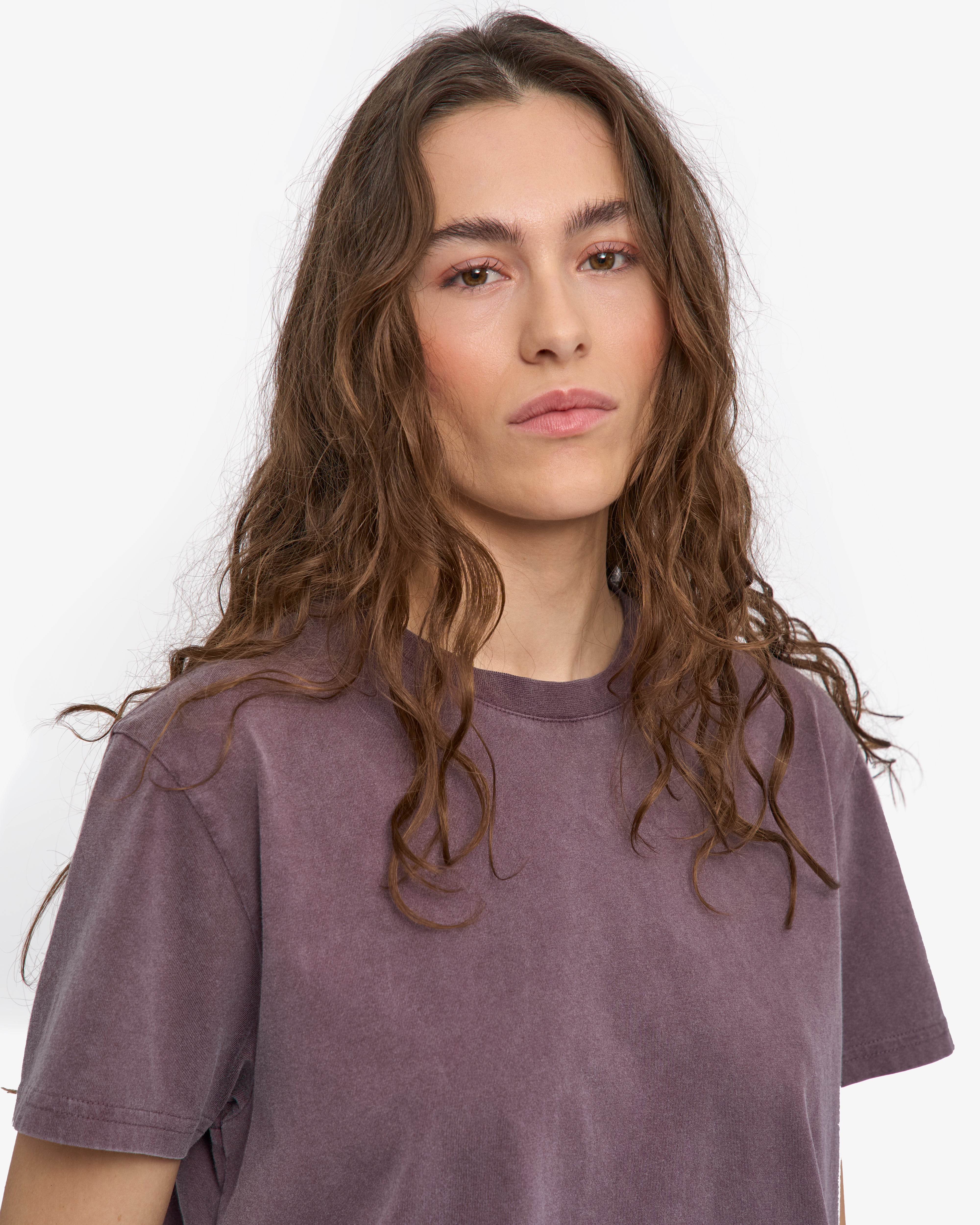 Organic Boxy Crop Tee - Faded Grape