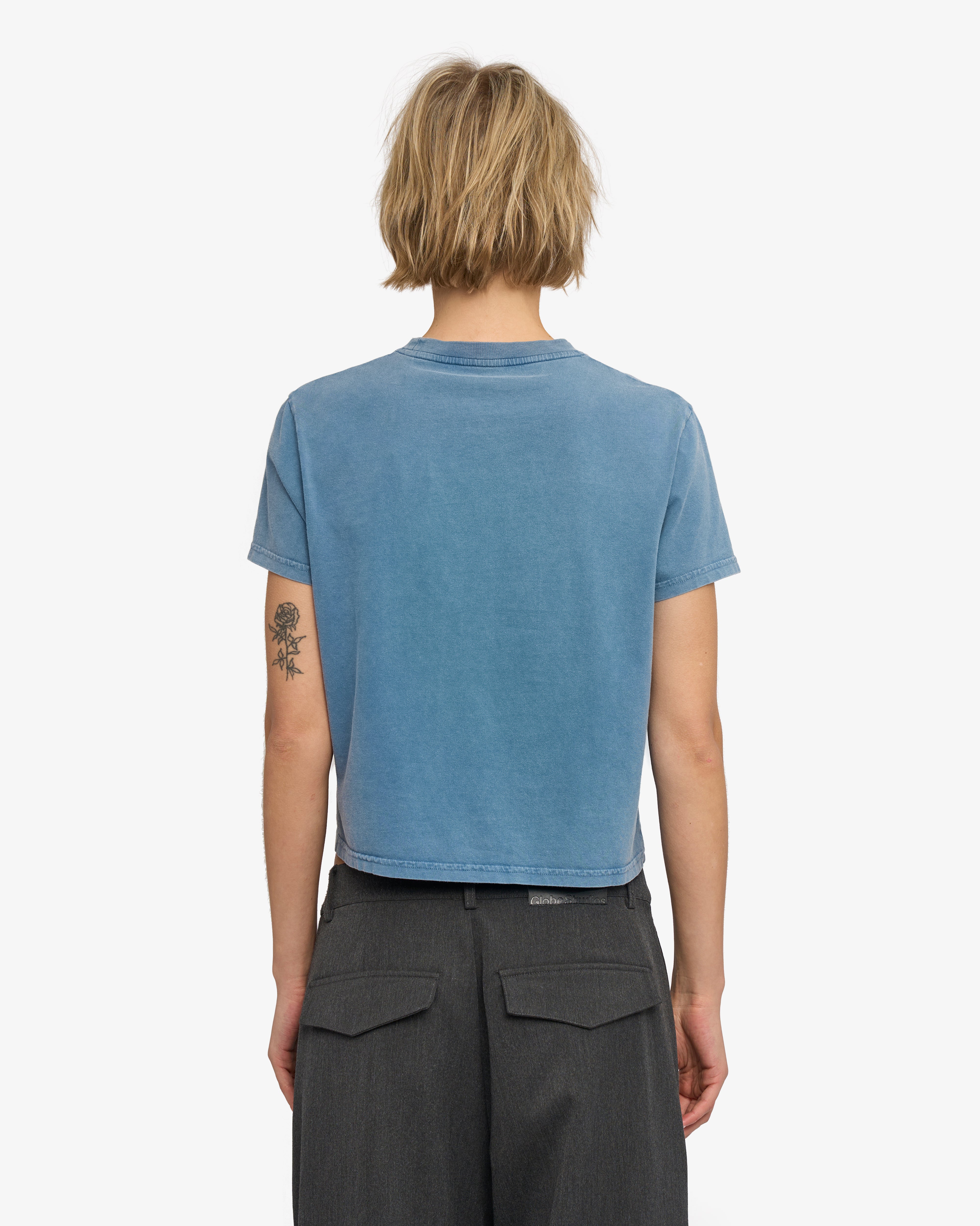 Organic Boxy Crop Tee - Faded Indigo