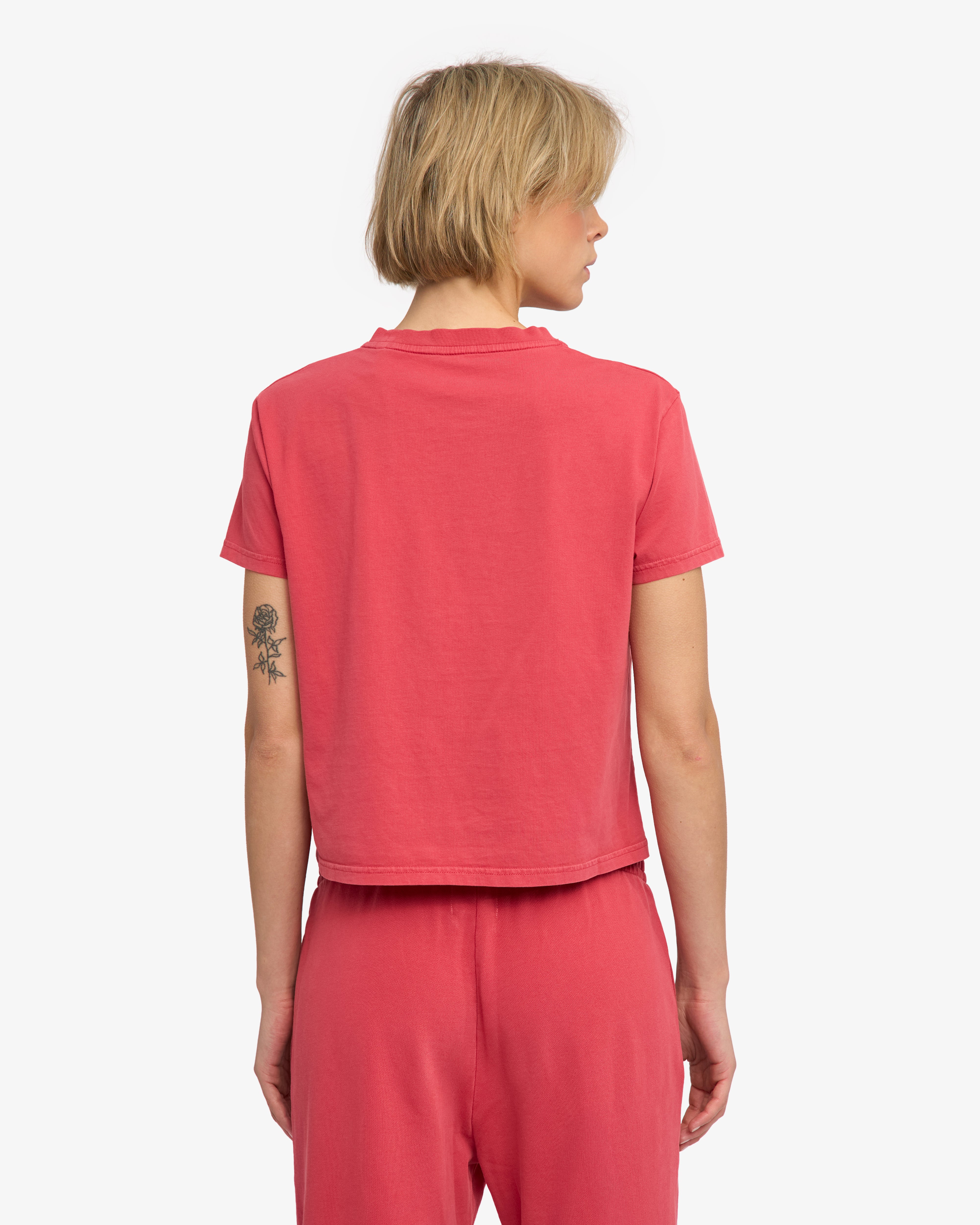 Organic Boxy Crop Tee - Faded Red