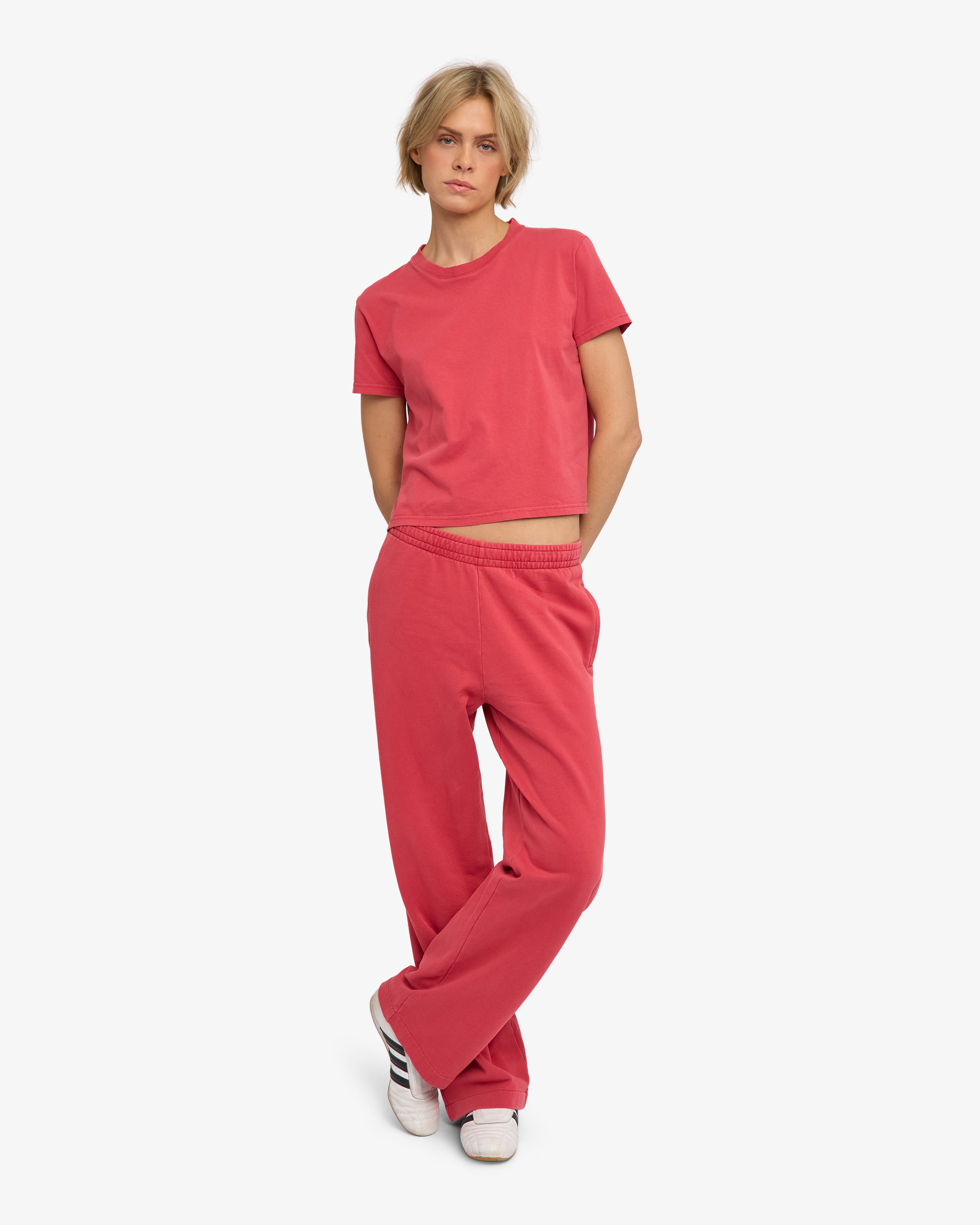 Organic Boxy Crop Tee - Faded Red