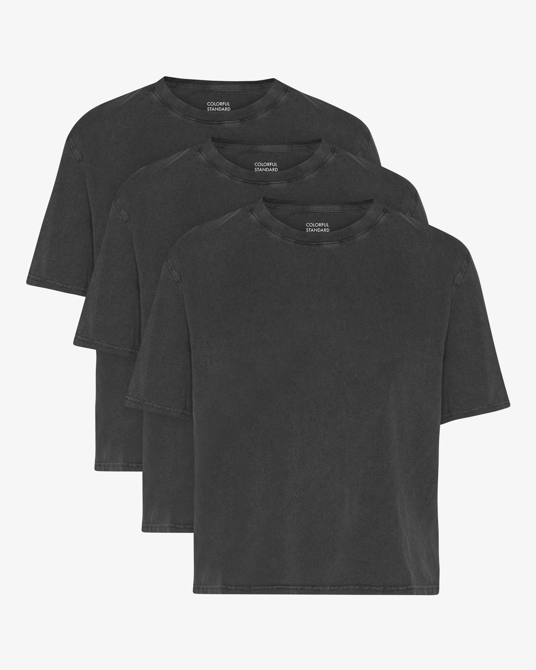 Organic Boxy Crop Tee - Faded Black (3-Pack)