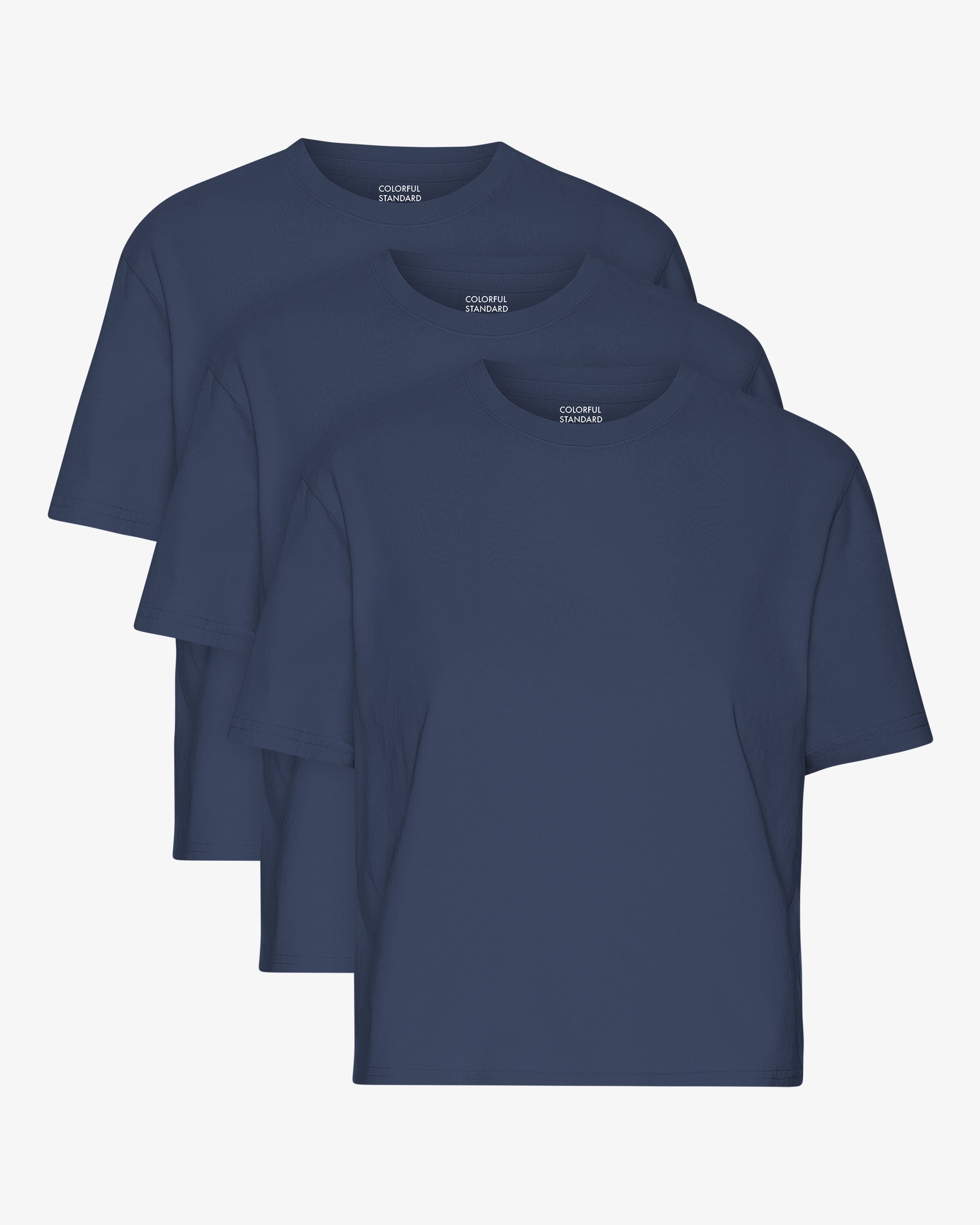 Organic Boxy Crop Tee - Petrol Blue (3-Pack)