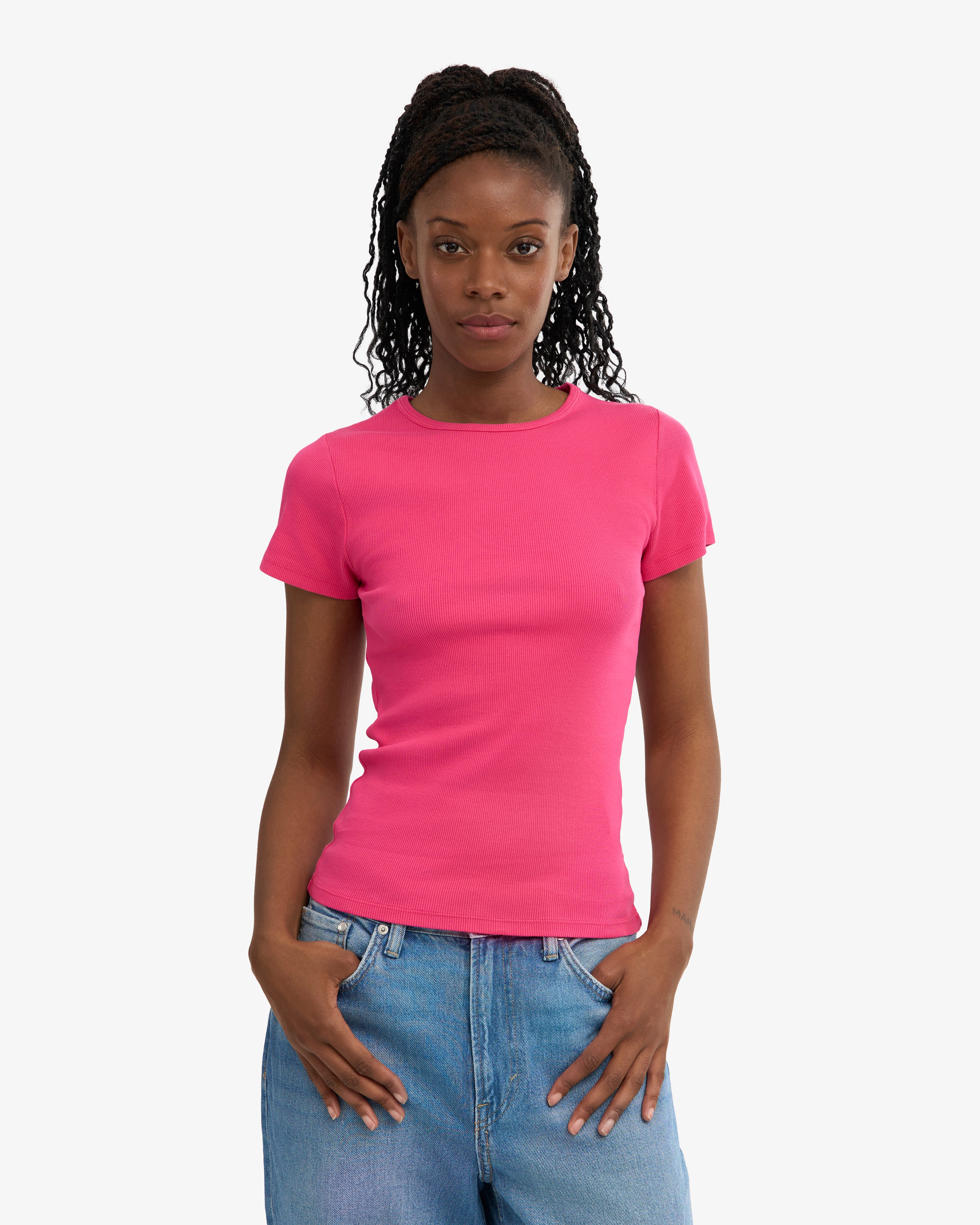 Organic Rib T-Shirt - Bubblegum Pink