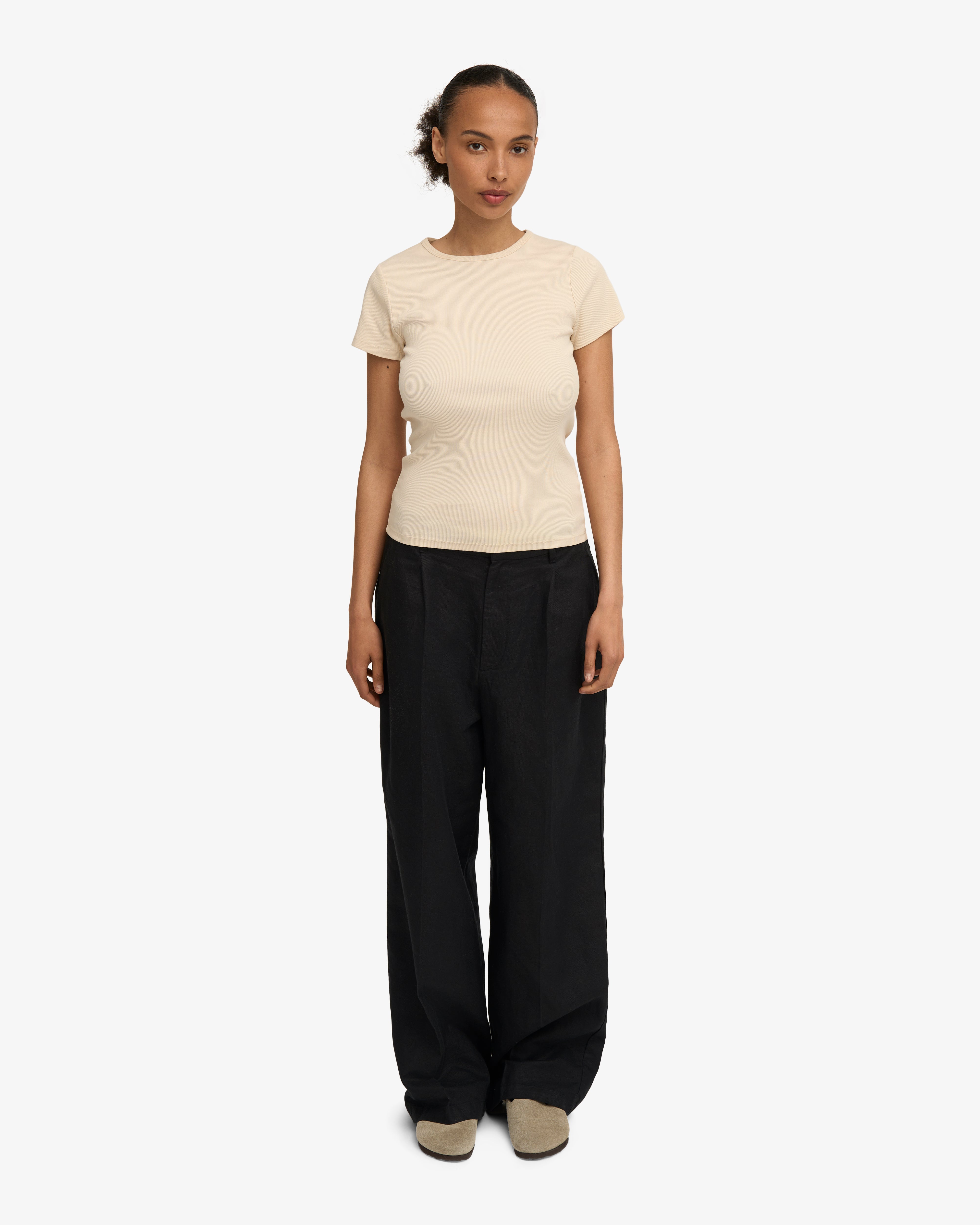 Organic Rib T-Shirt - Ivory White