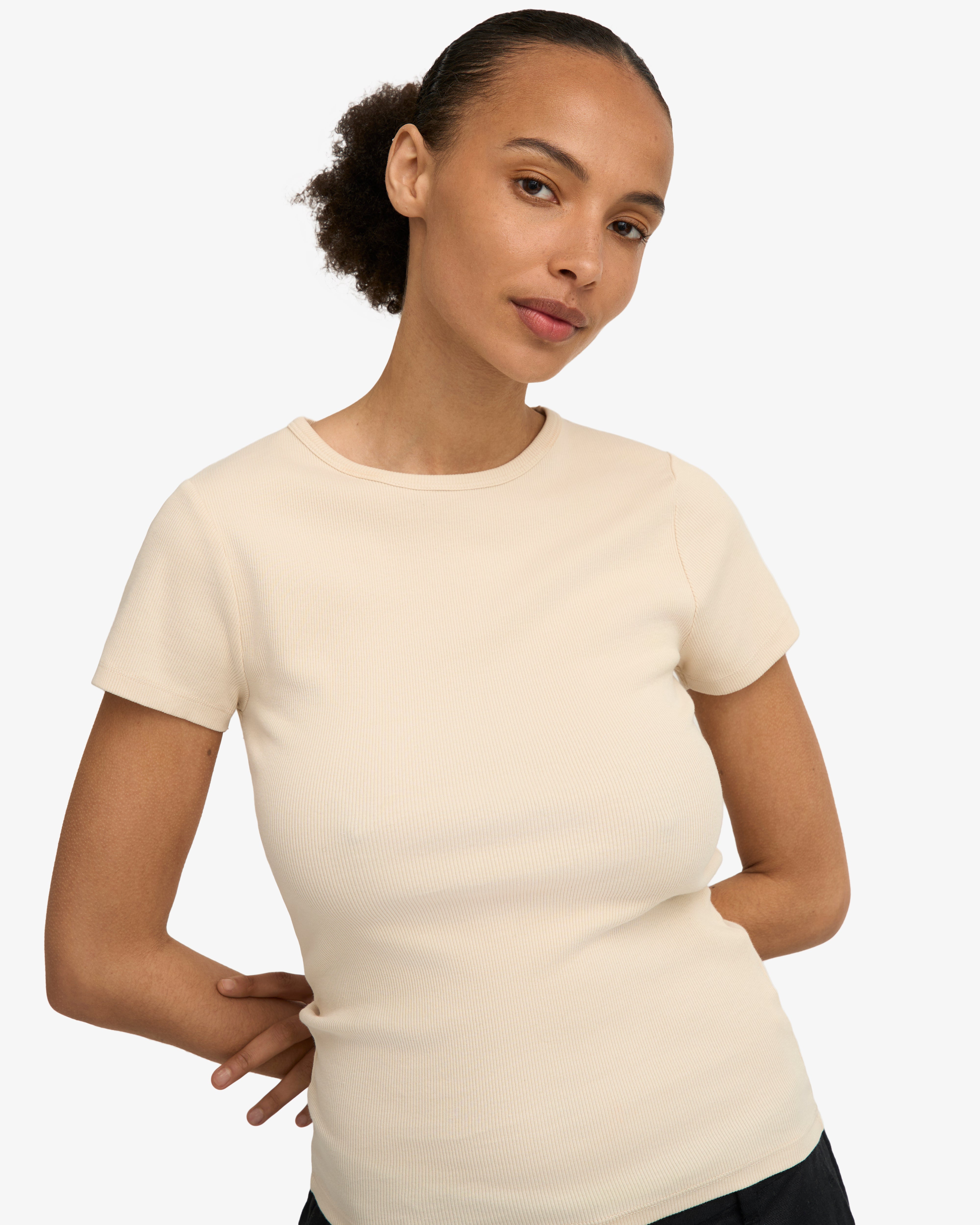 Organic Rib T-Shirt - Ivory White