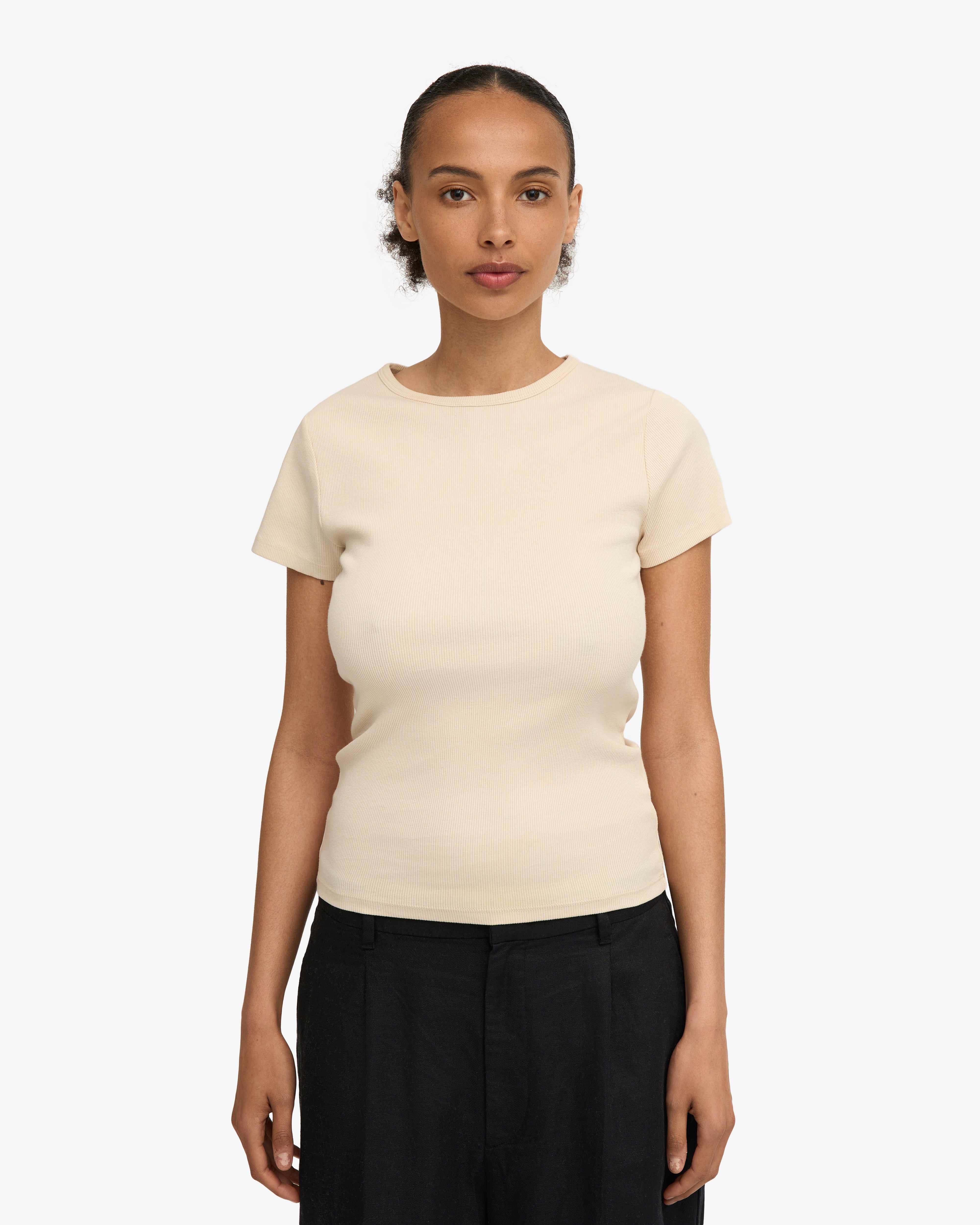 Organic Rib T-Shirt - Ivory White