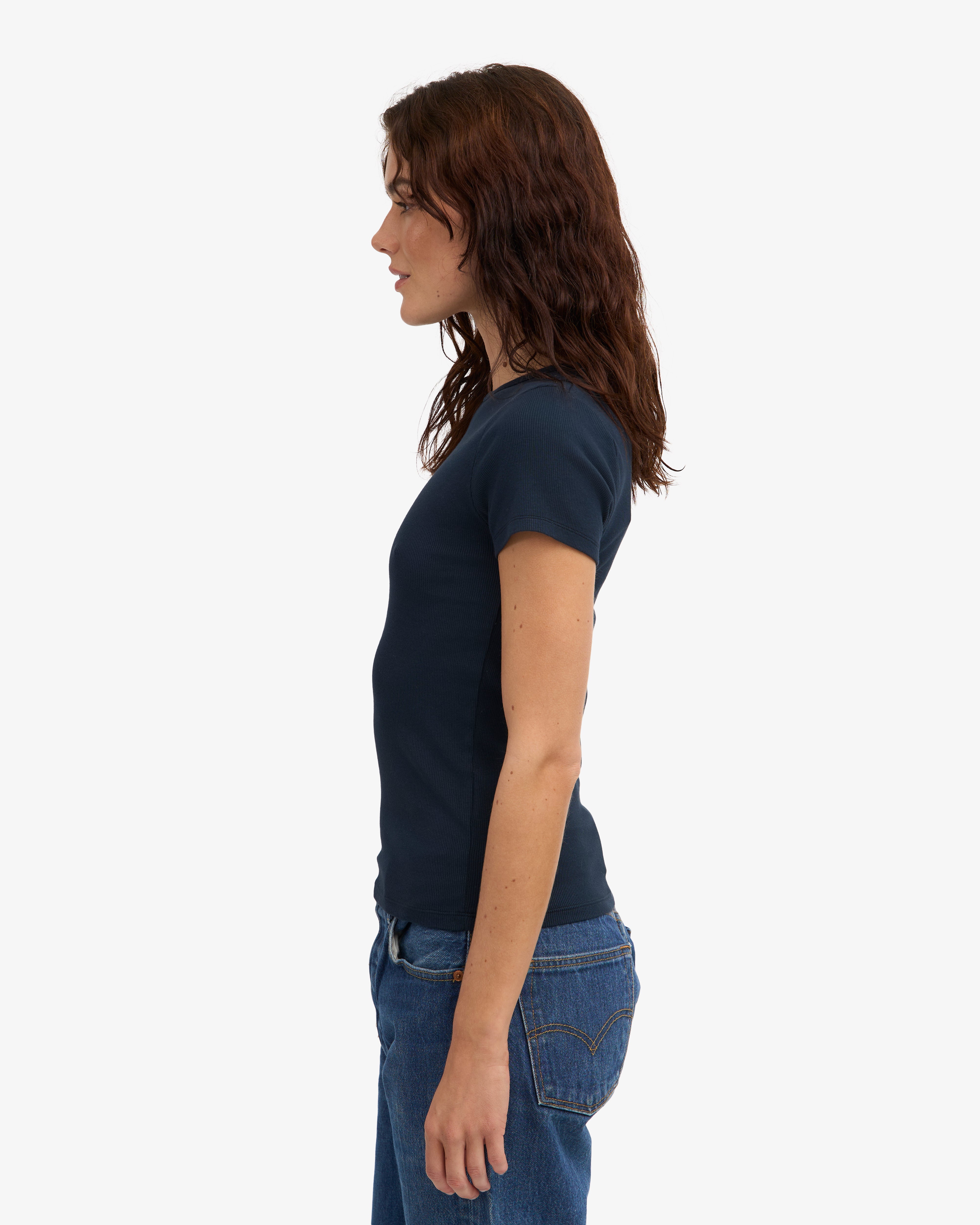 Organic Rib T-Shirt - Navy Blue
