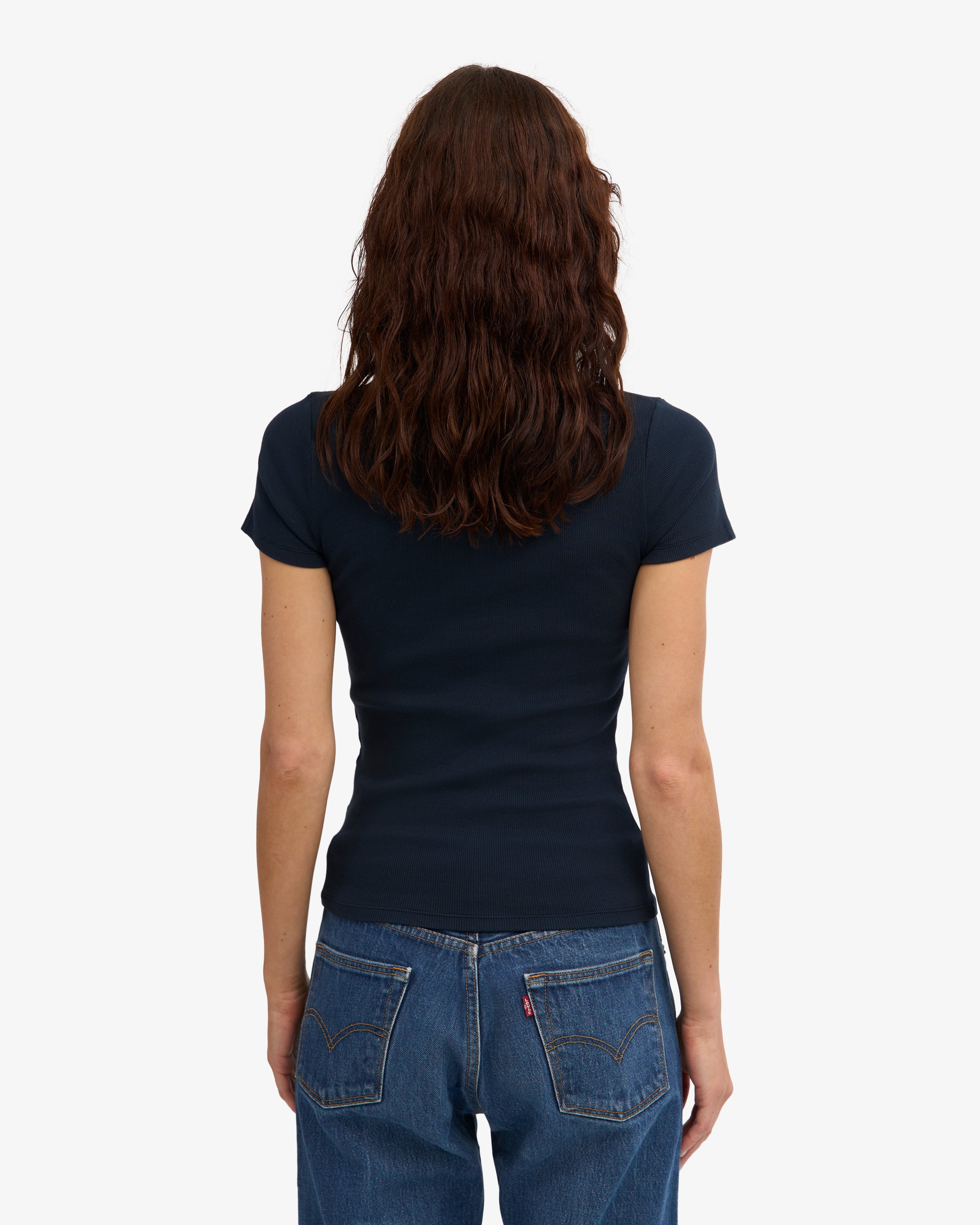 Organic Rib T-Shirt - Navy Blue