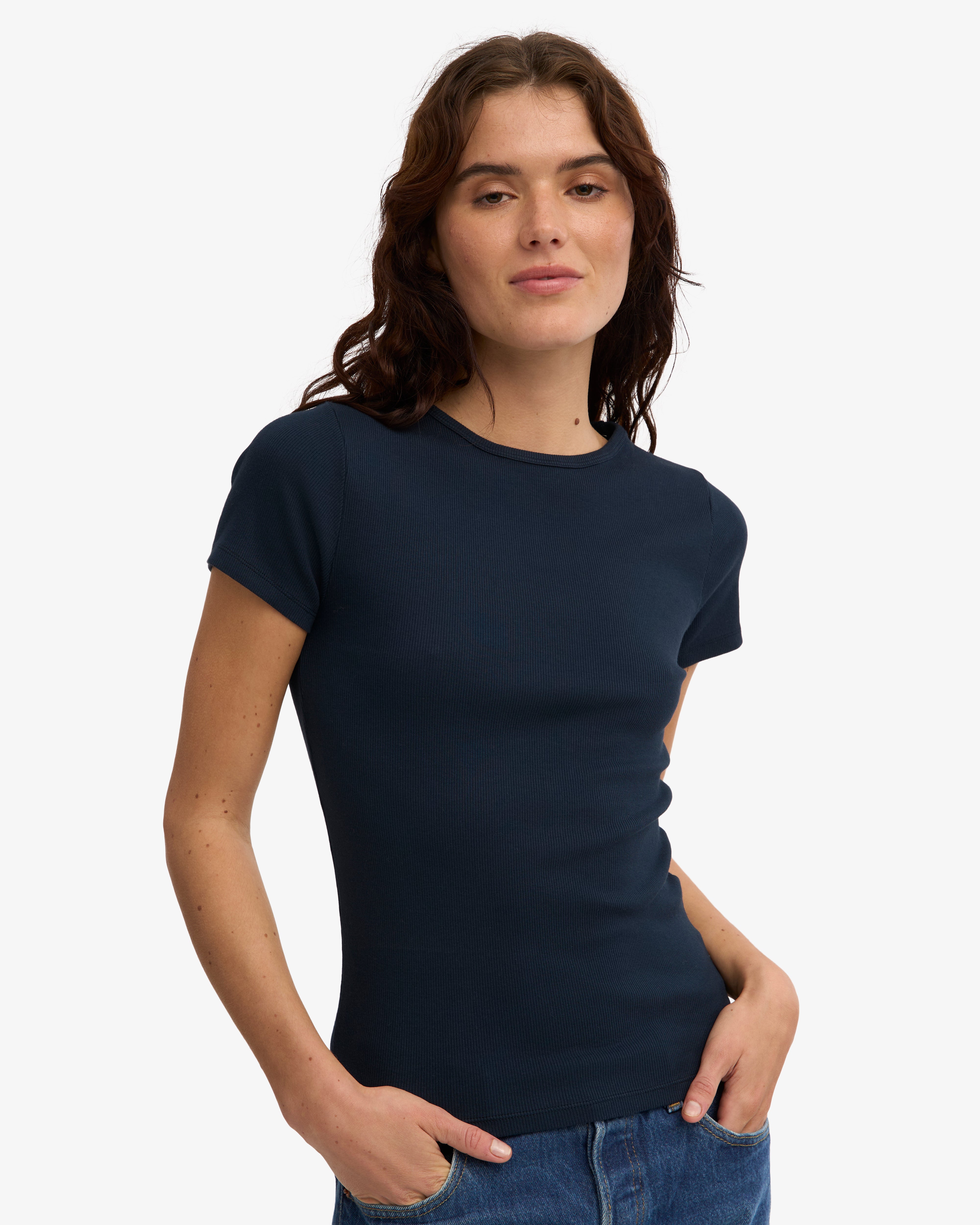 Organic Rib T-Shirt - Navy Blue