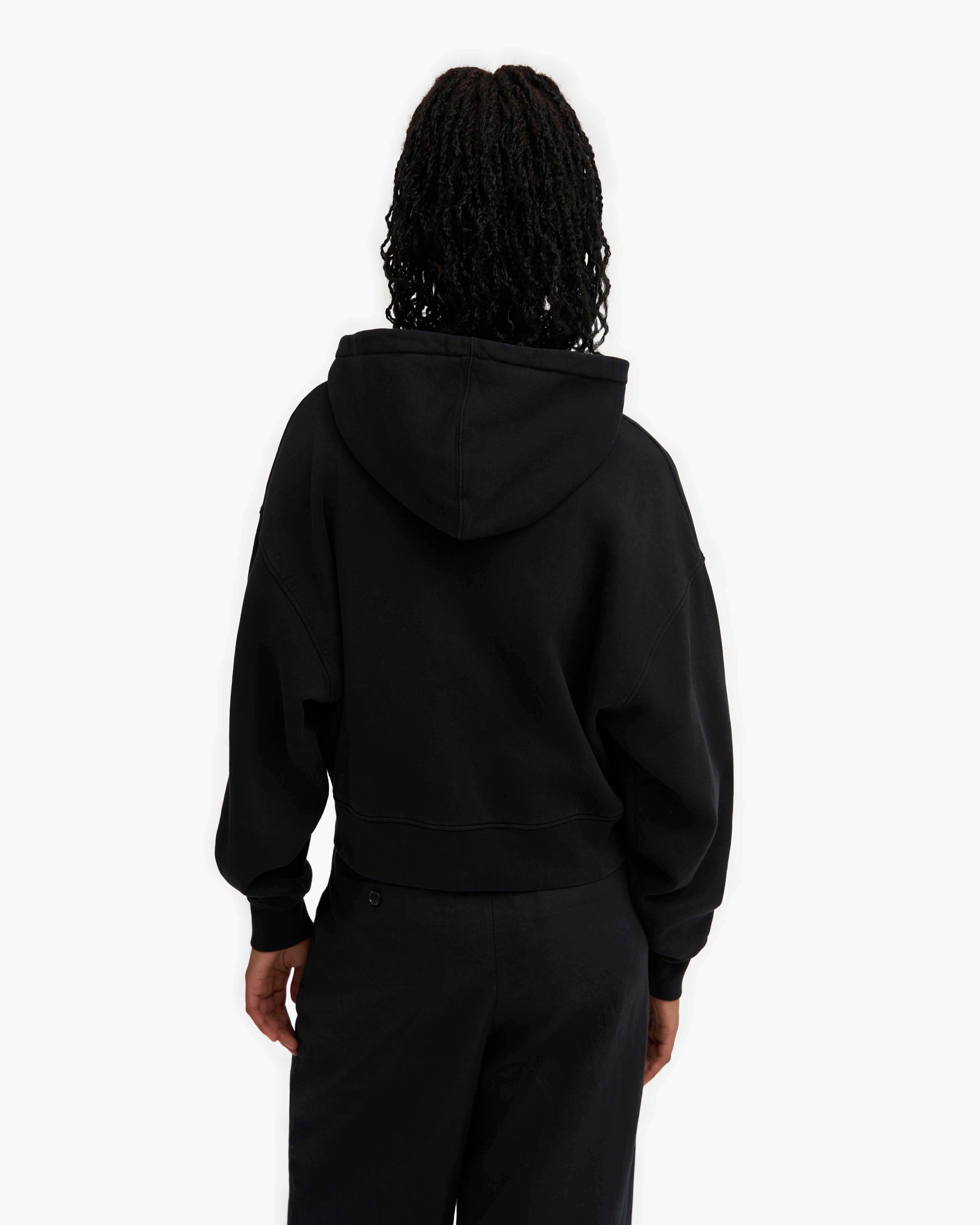 Organic Crop Zip Hood - Deep Black