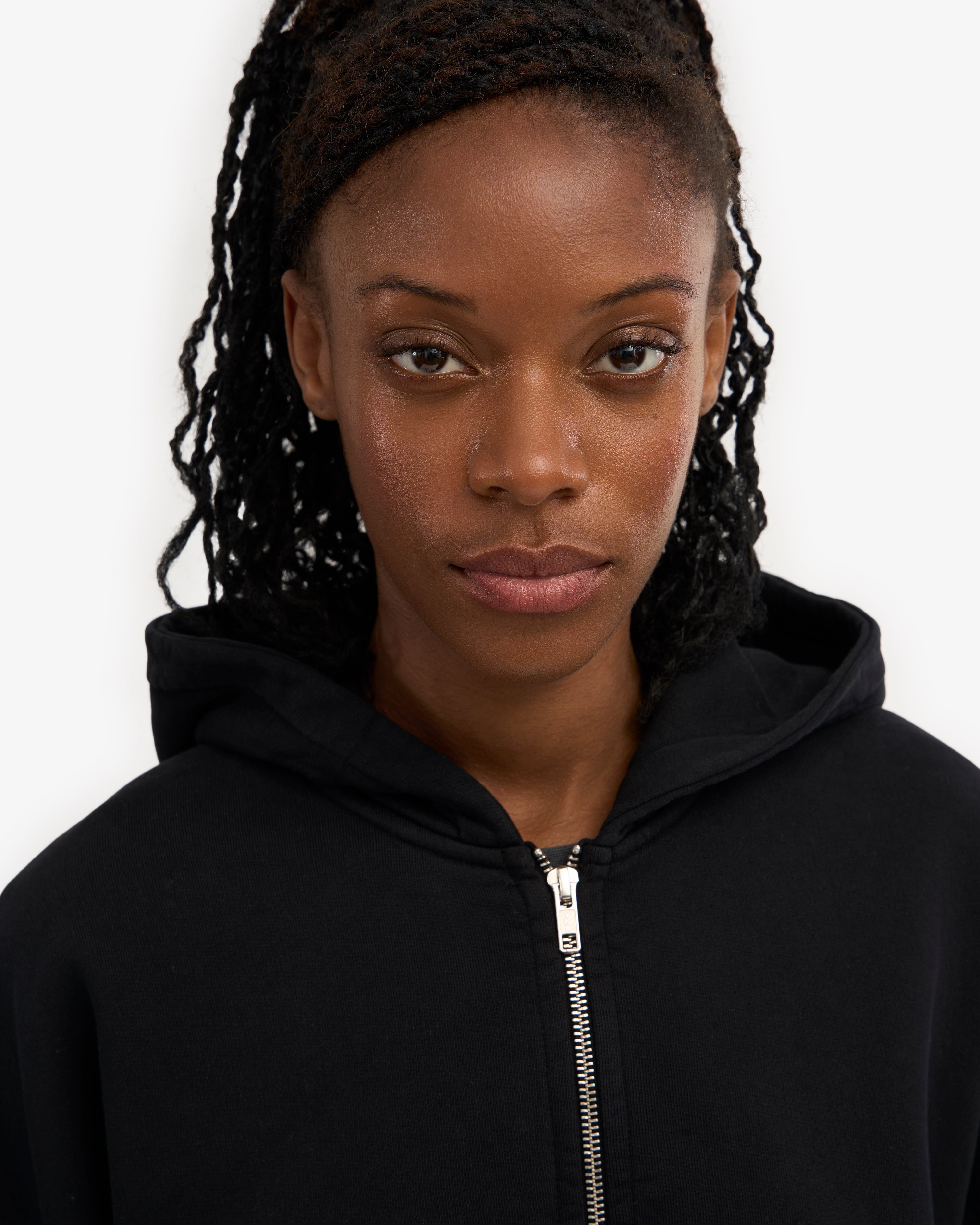Organic Crop Zip Hood - Deep Black