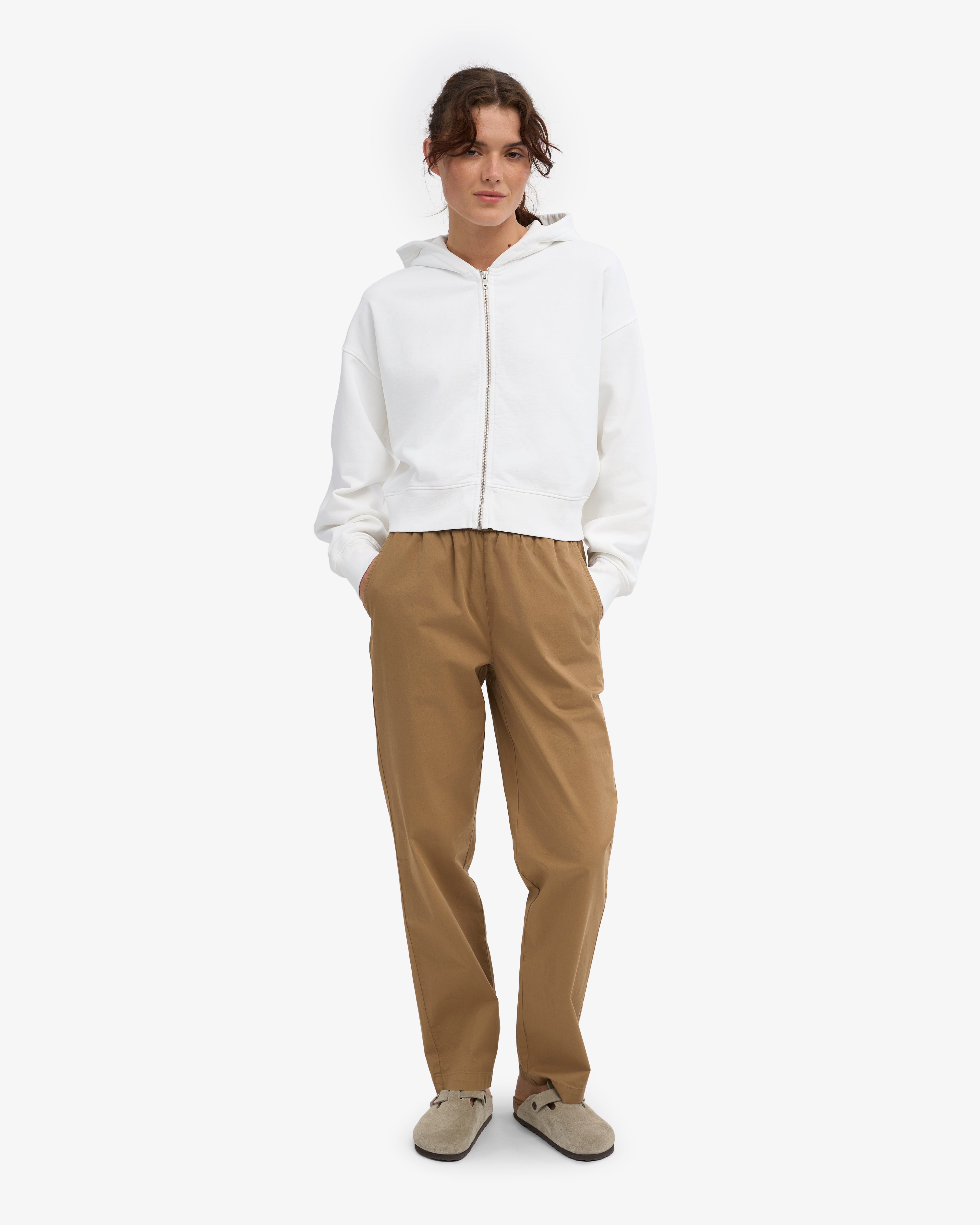 Organic Crop Zip Hood - Optical White