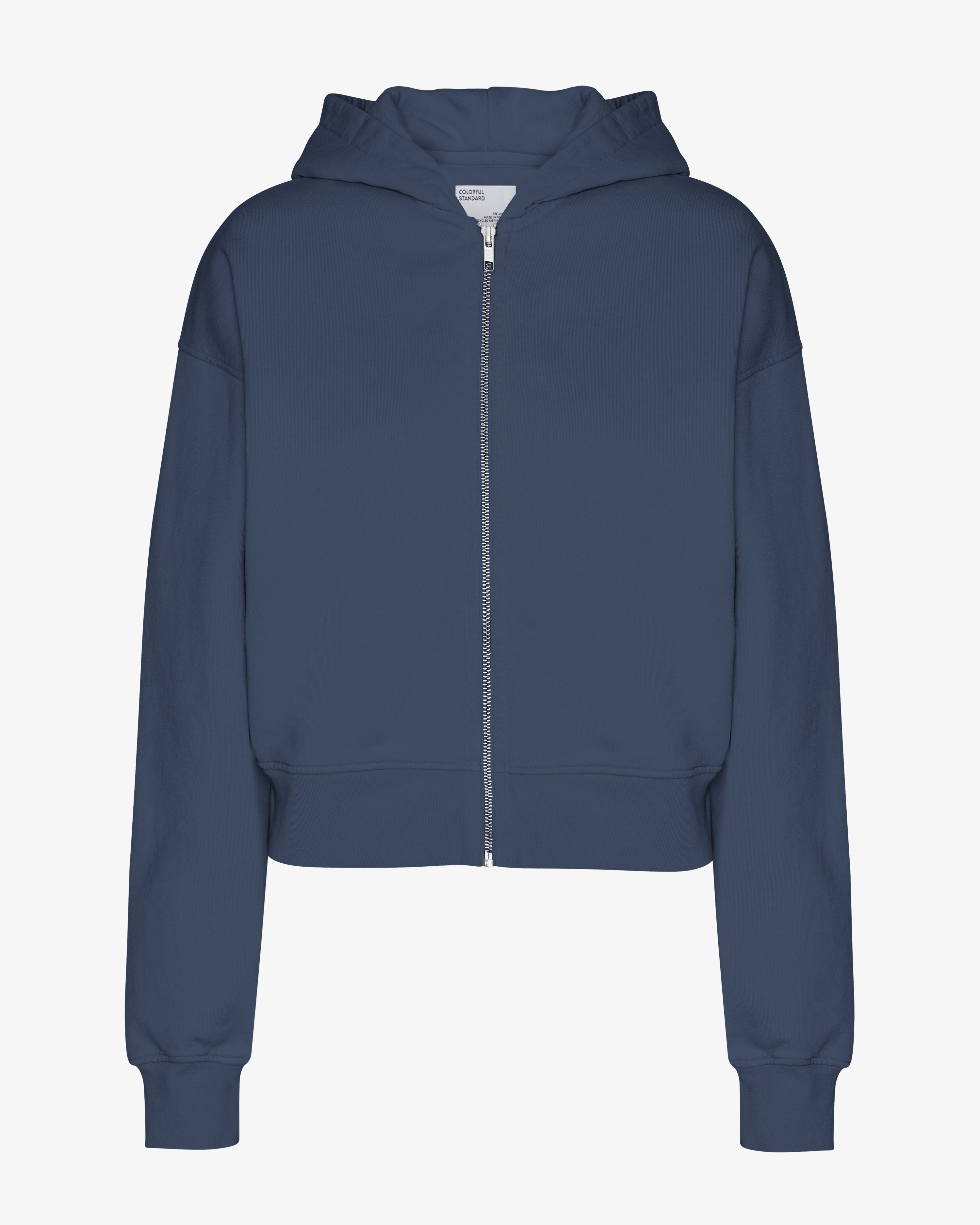 Organic Crop Zip Hood - Petrol Blue
