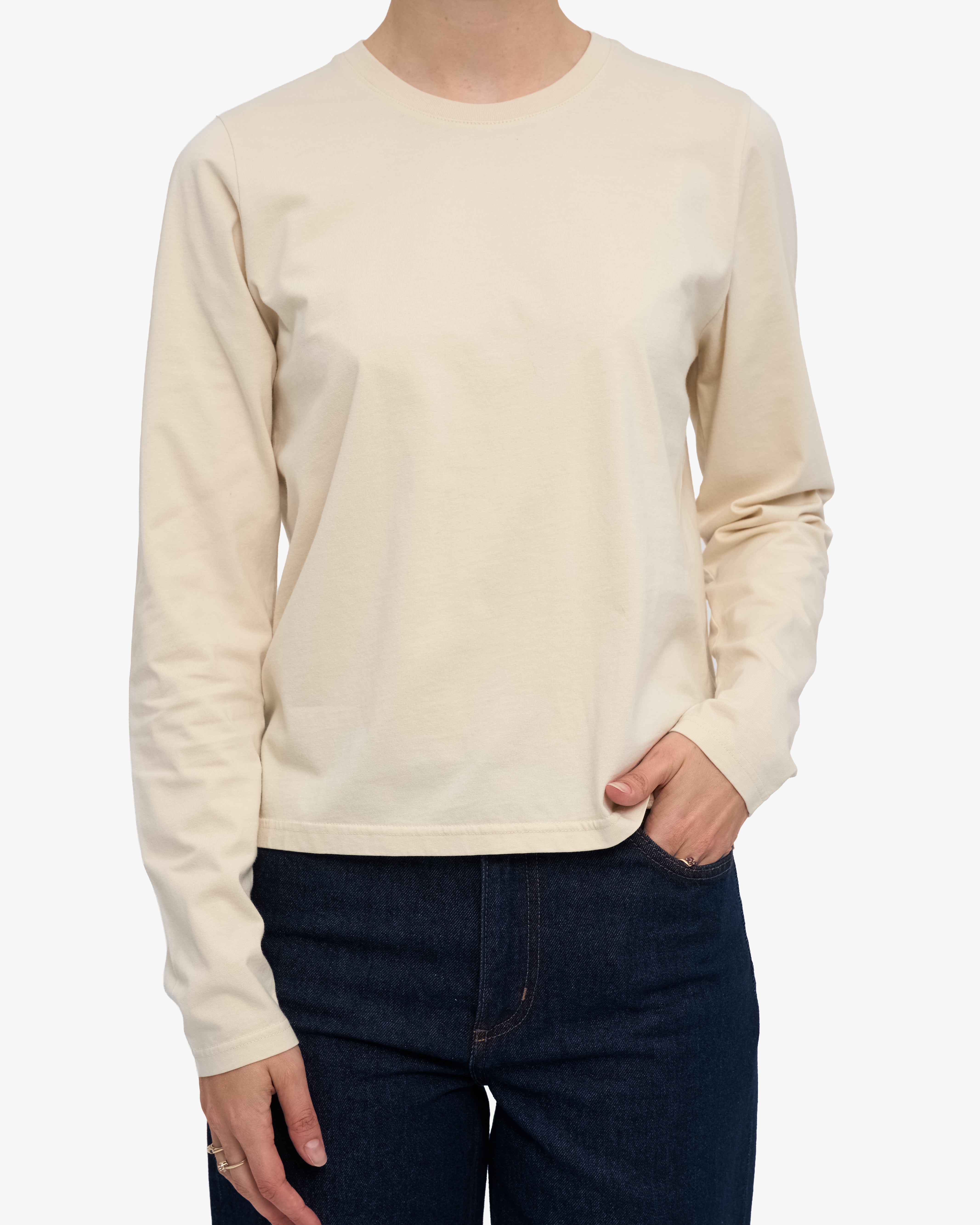 Women Organic LS T-Shirt - Ivory White