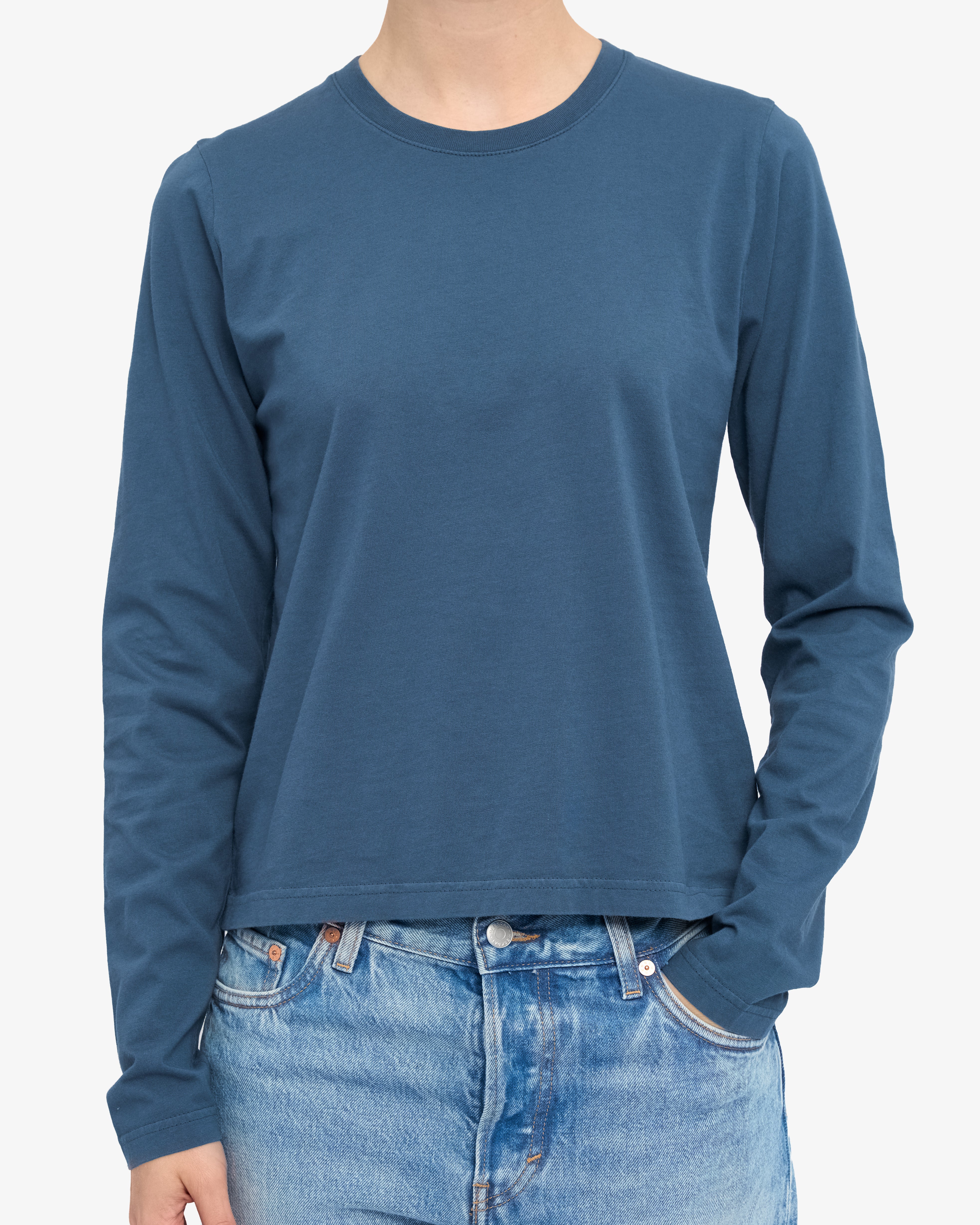 Women Organic LS T-Shirt - Petrol Blue