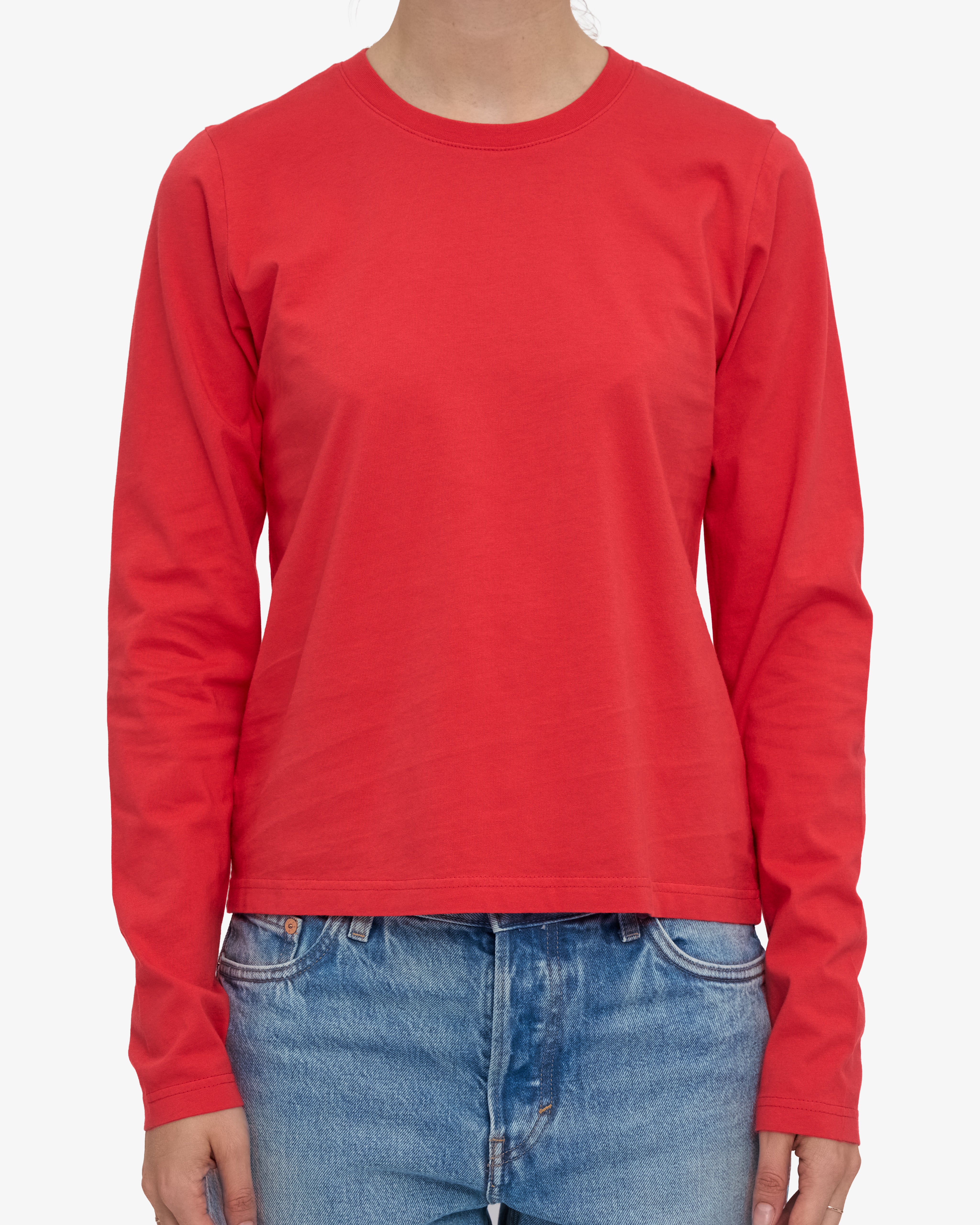 Women Organic LS T-Shirt - Red Tangerine