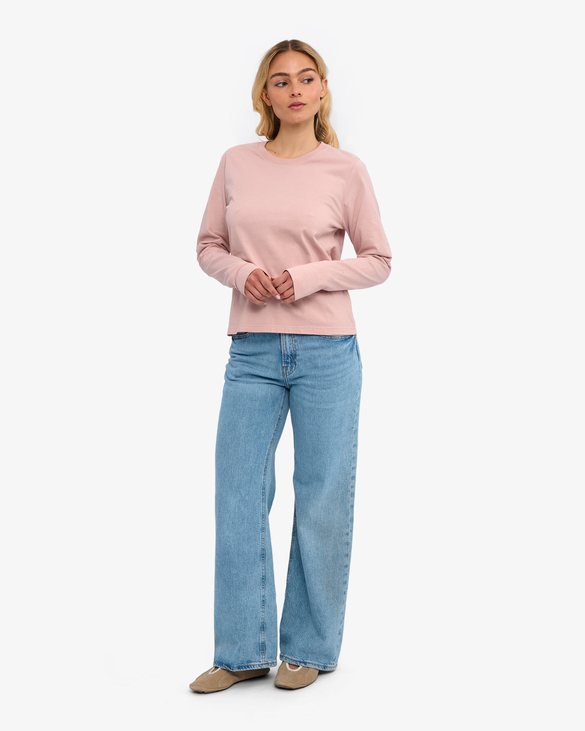 Women Organic LS T-Shirt - Faded Pink