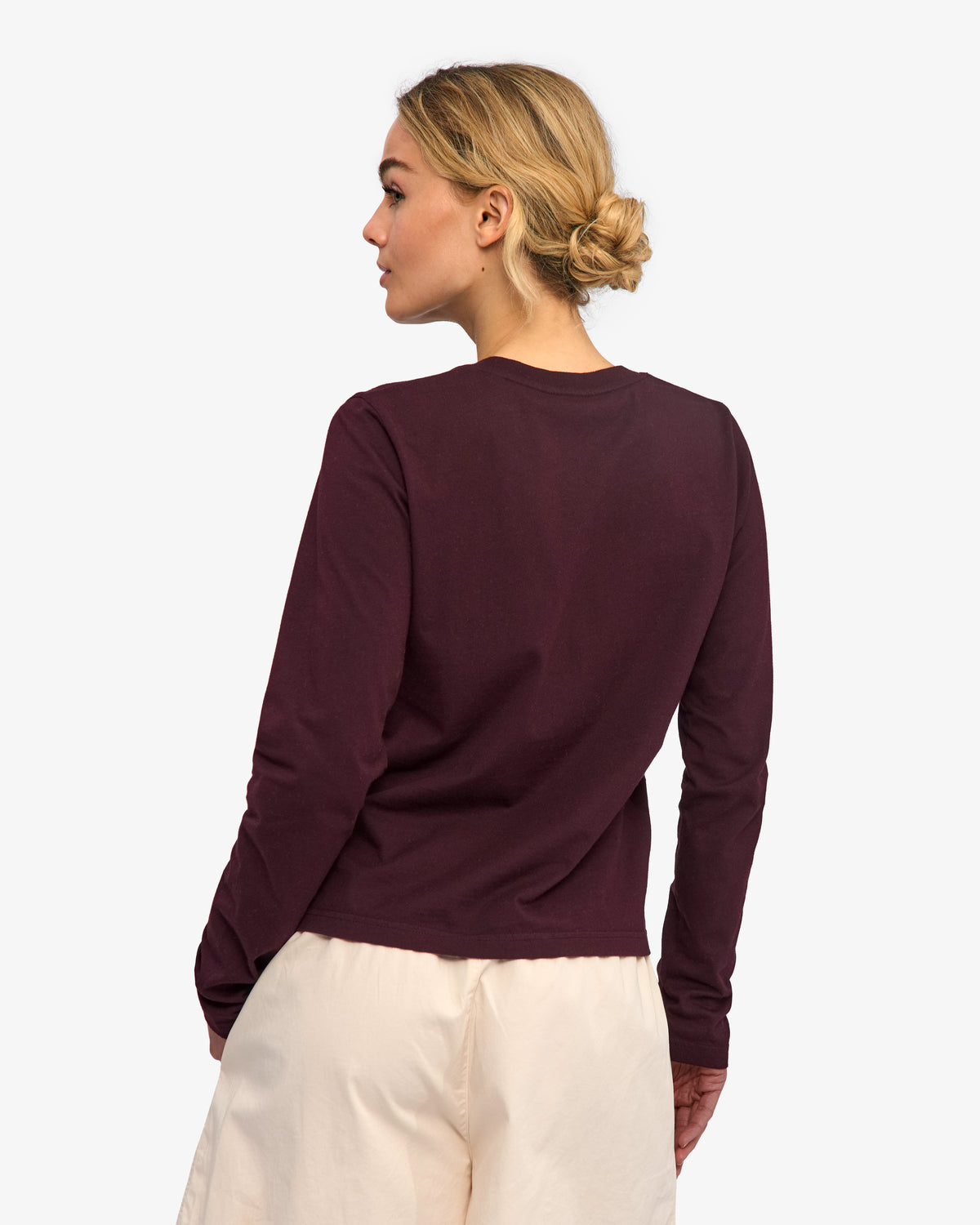 Women Organic LS T-Shirt - Oxblood Red