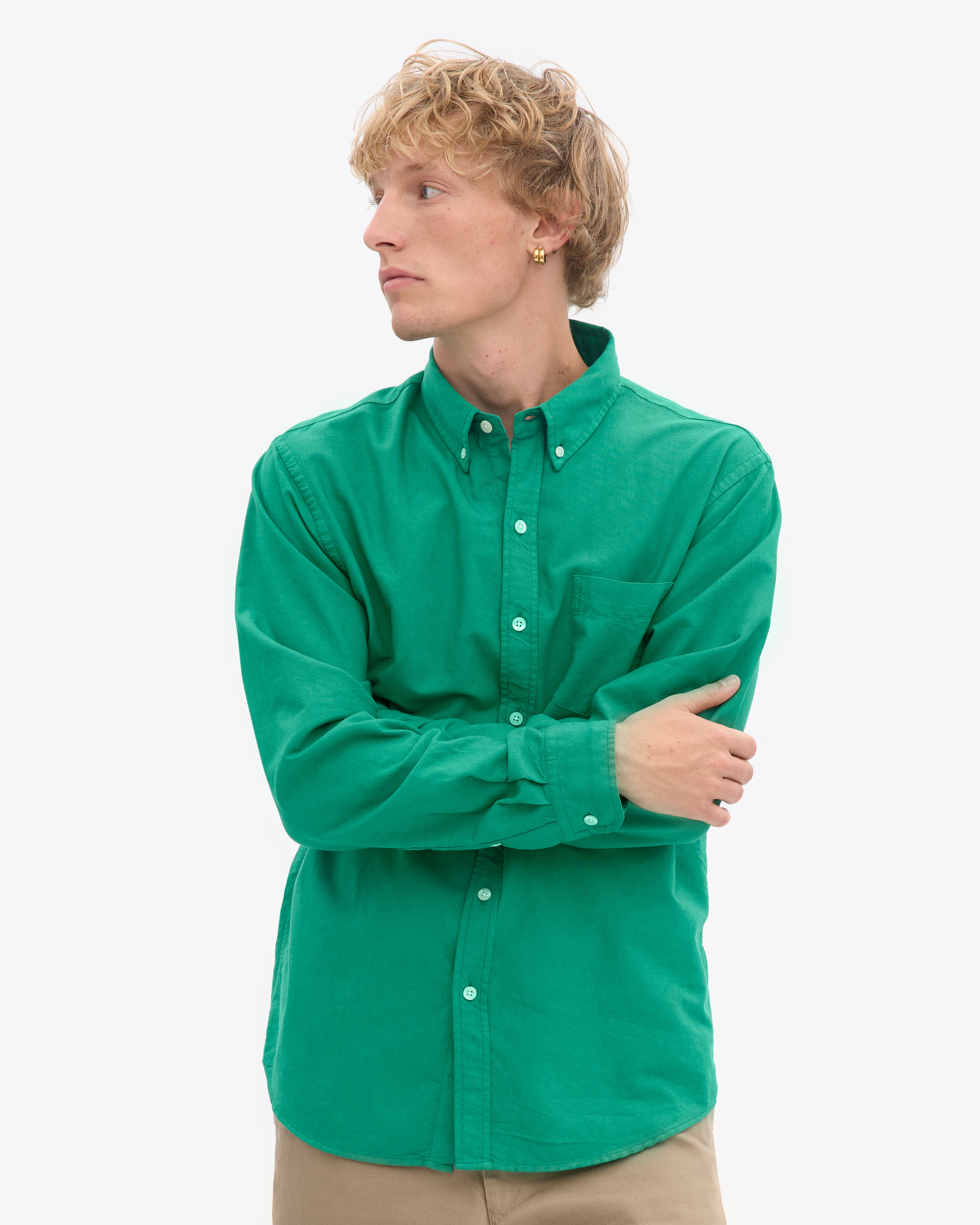 Organic Button Down Shirt - Kelly Green