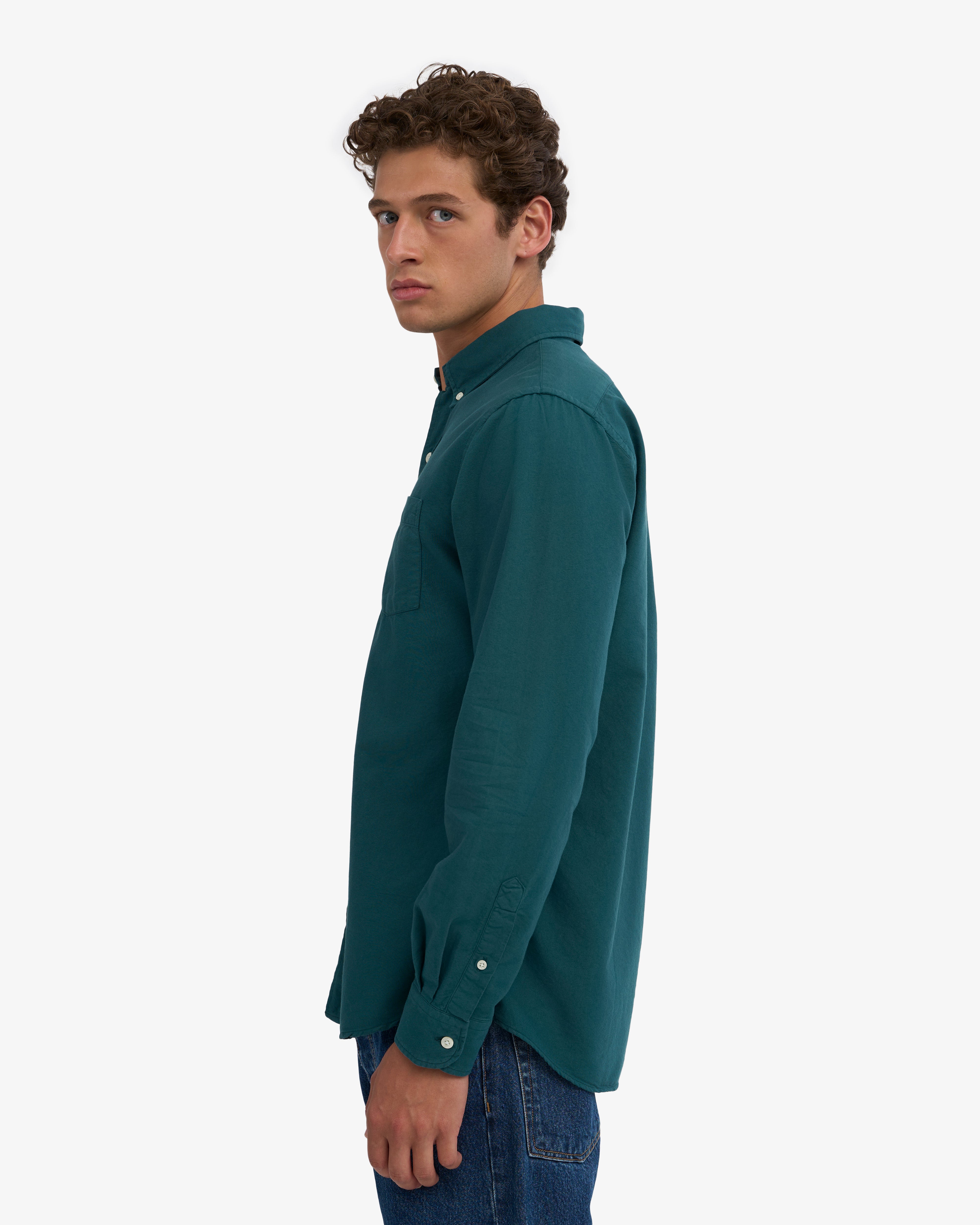 Organic Button Down Shirt - Ocean Green