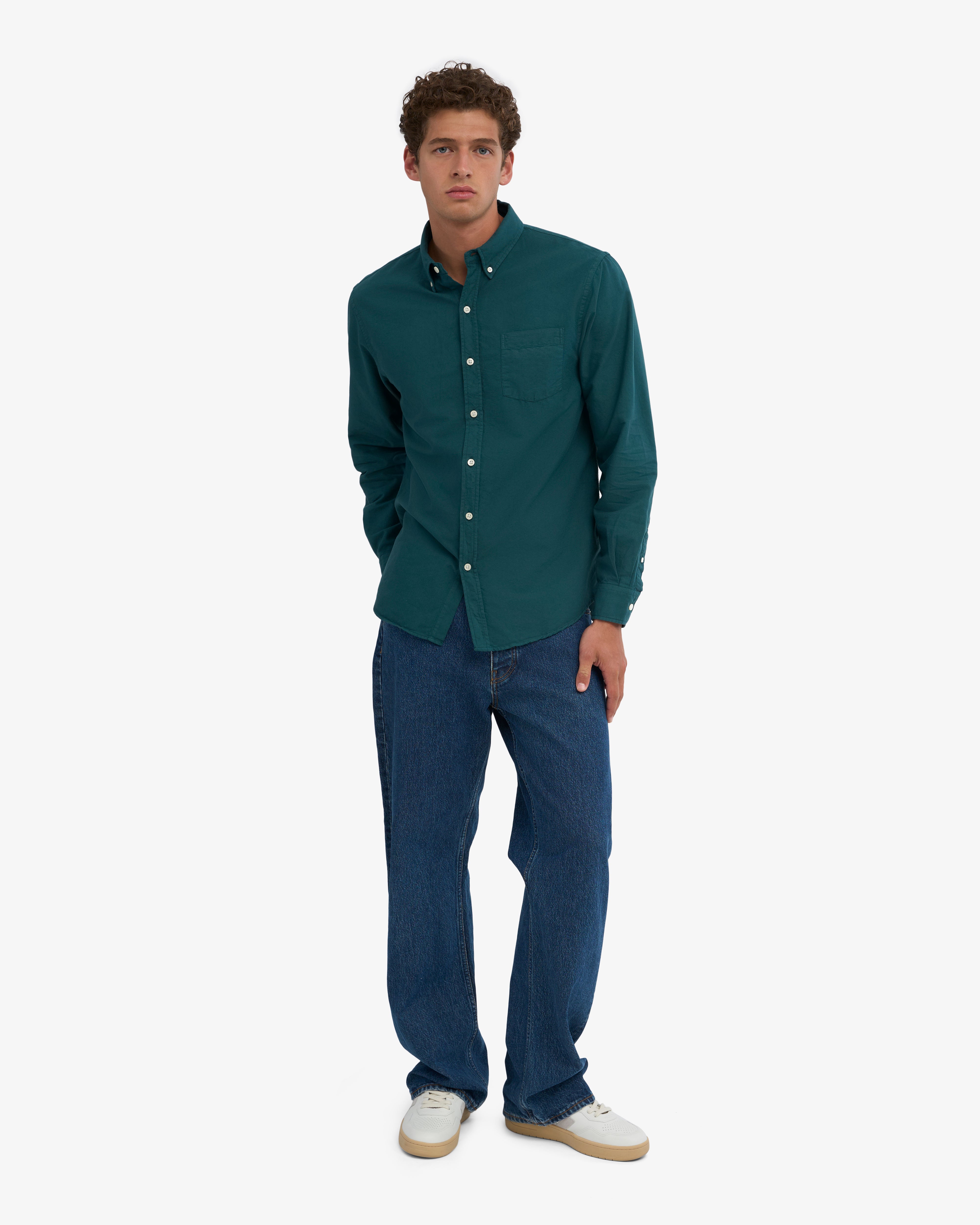 Organic Button Down Shirt - Ocean Green