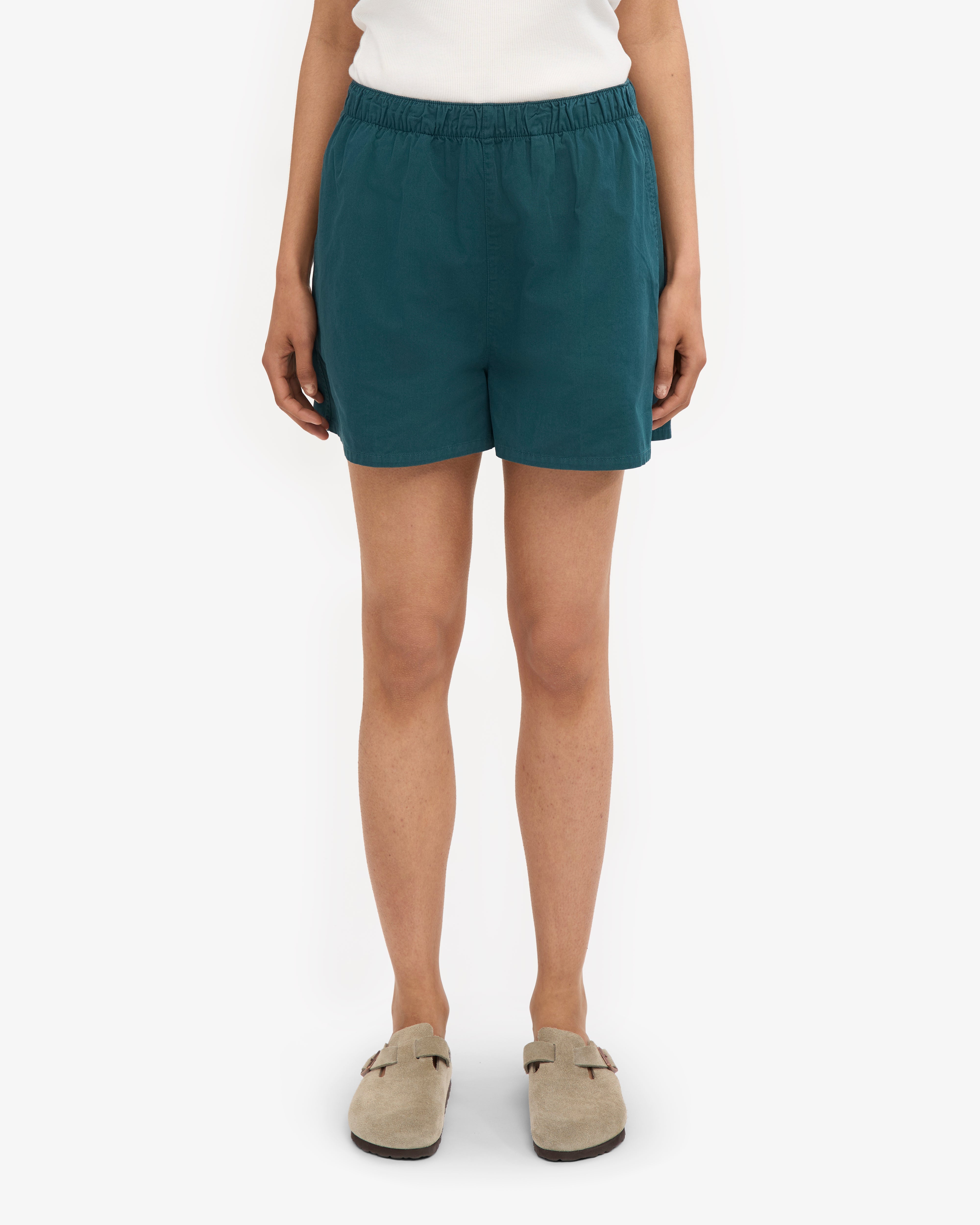 Women Organic Twill Shorts - Ocean Green