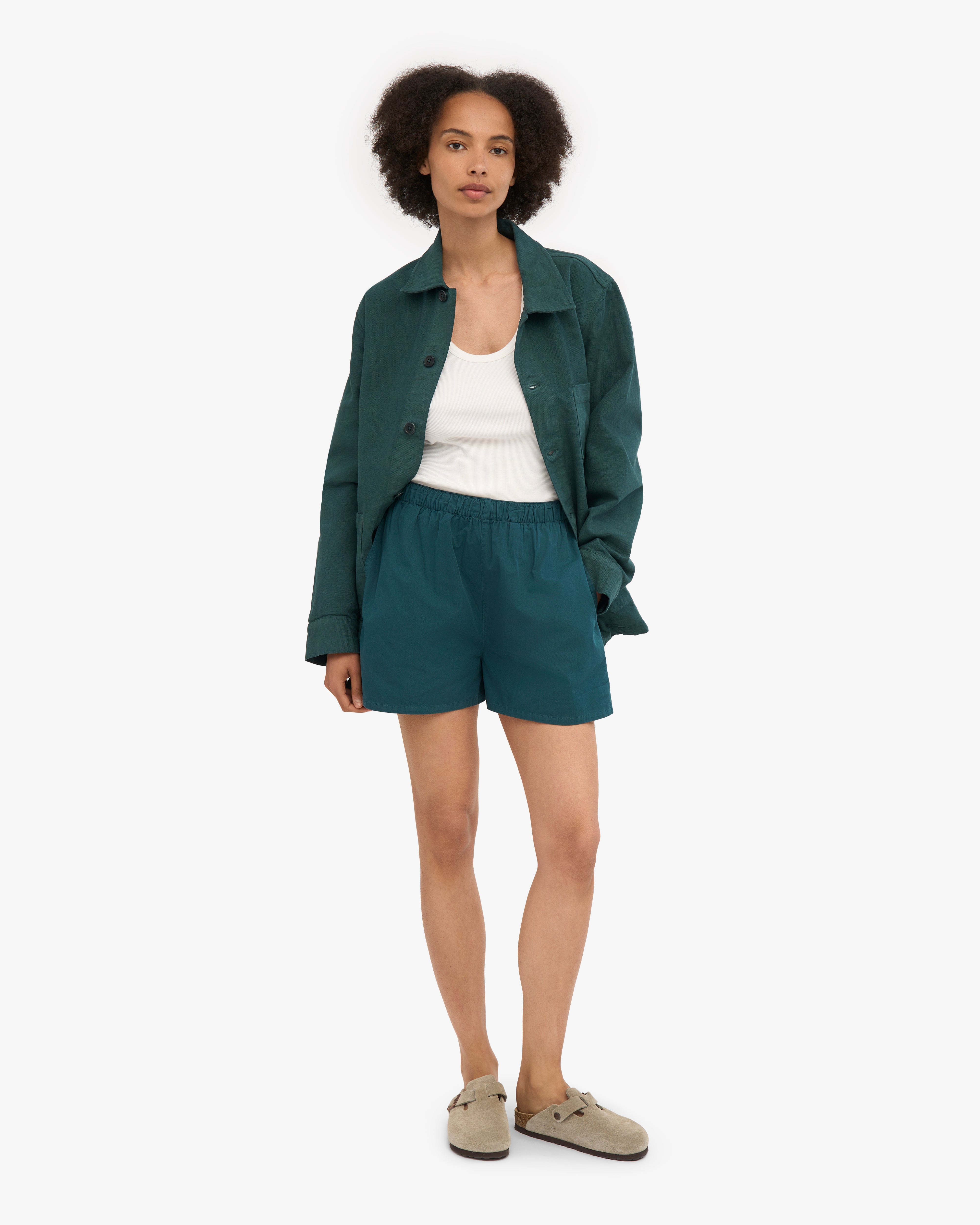 Women Organic Twill Shorts - Ocean Green