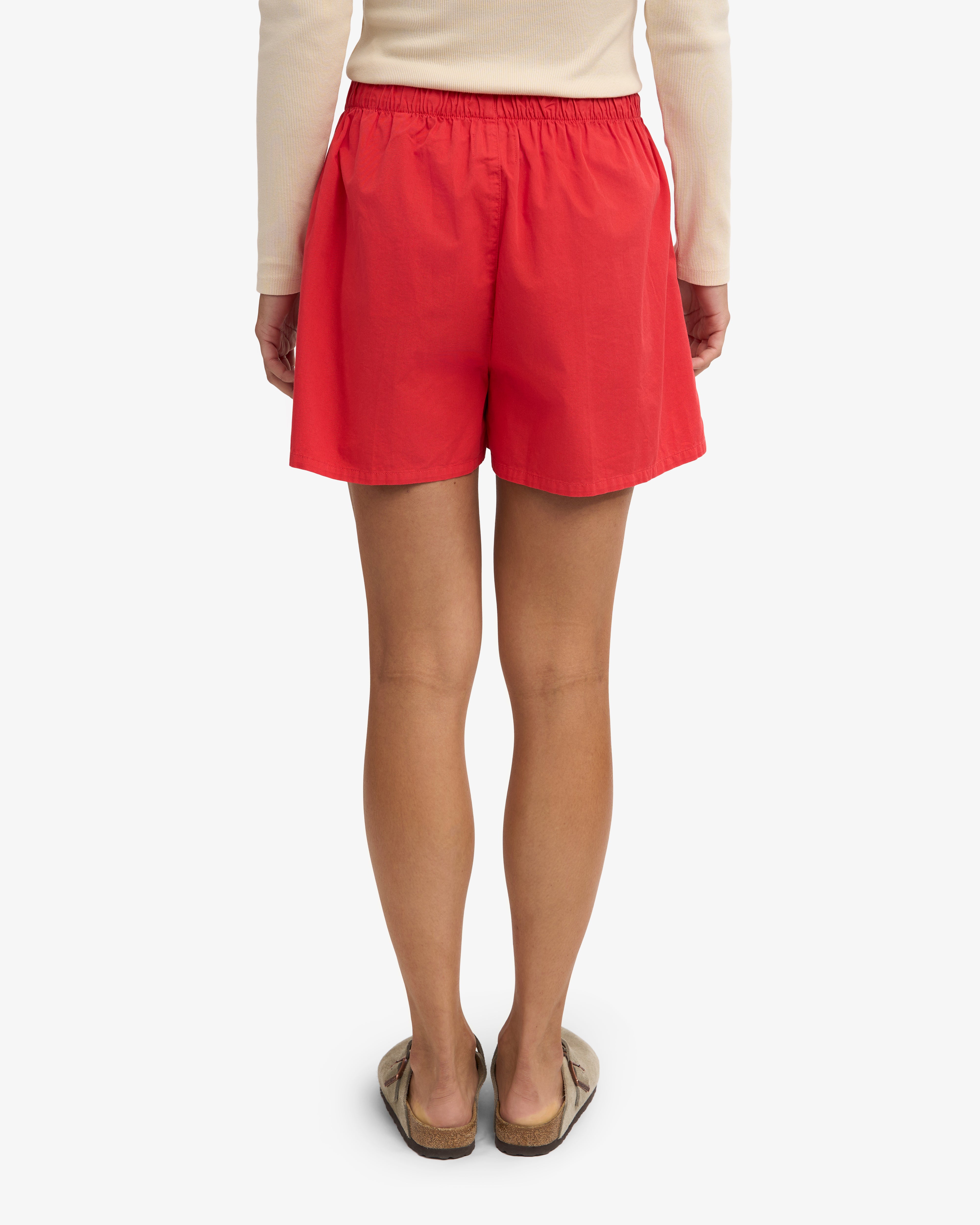 Women Organic Twill Shorts - Red Tangerine