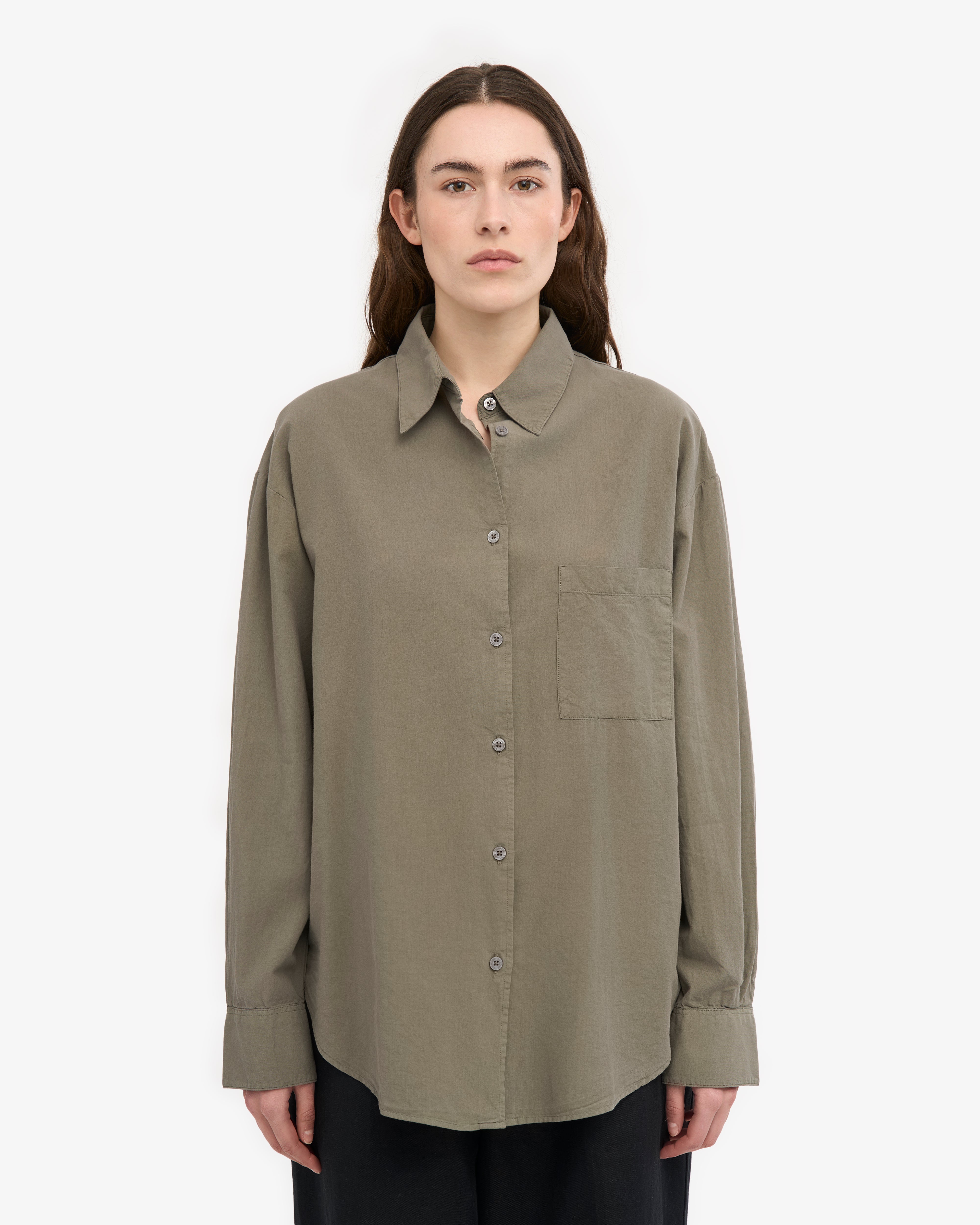 Organic Oversized Shirt - Dusty Olive